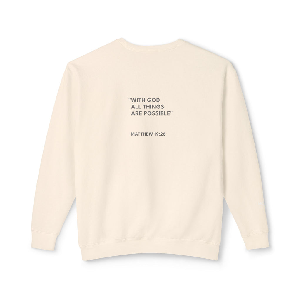 Matthew 19:26 Text Logo Crewneck Sweatshirt