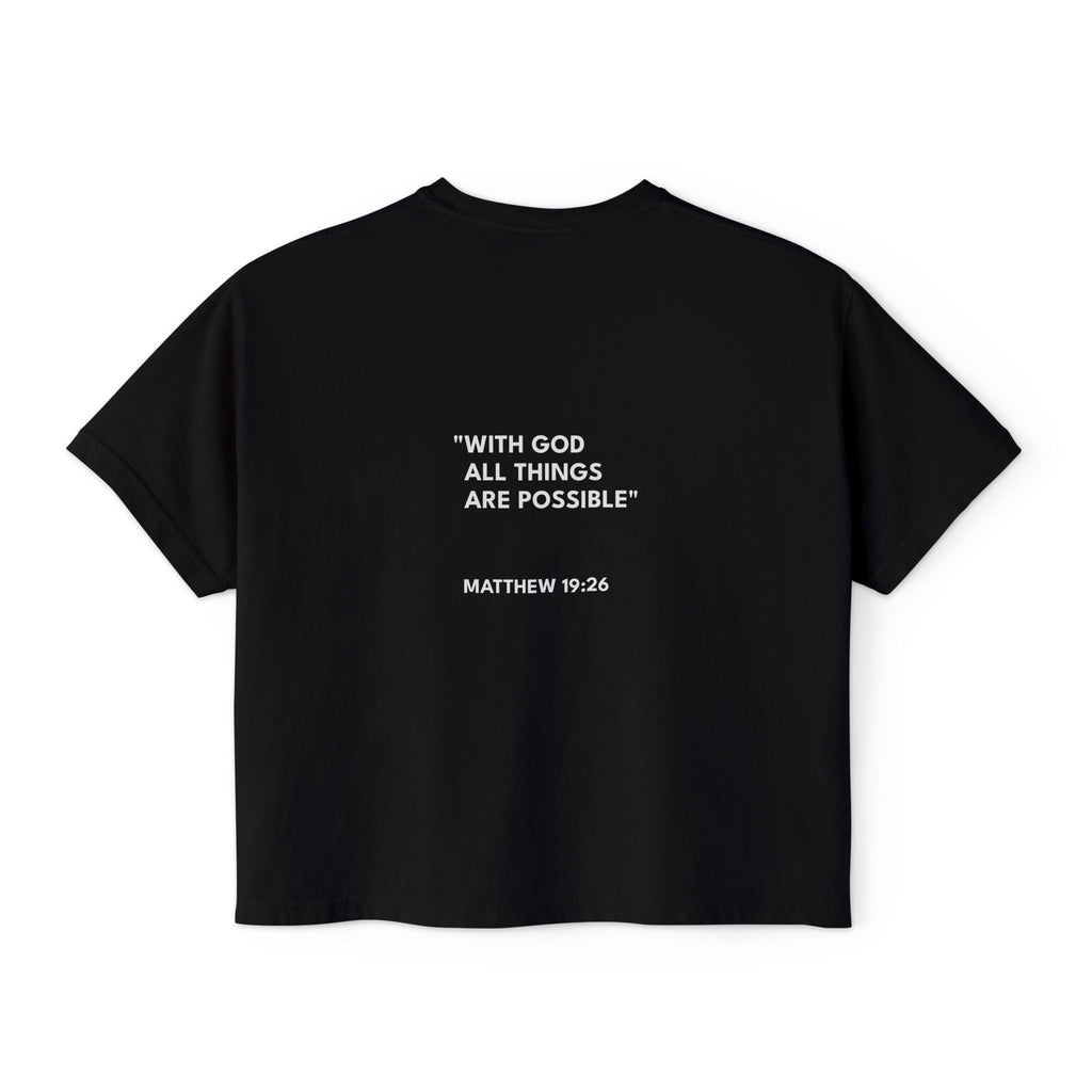 Matthew 19:26 Women's Logo Boxy Tee