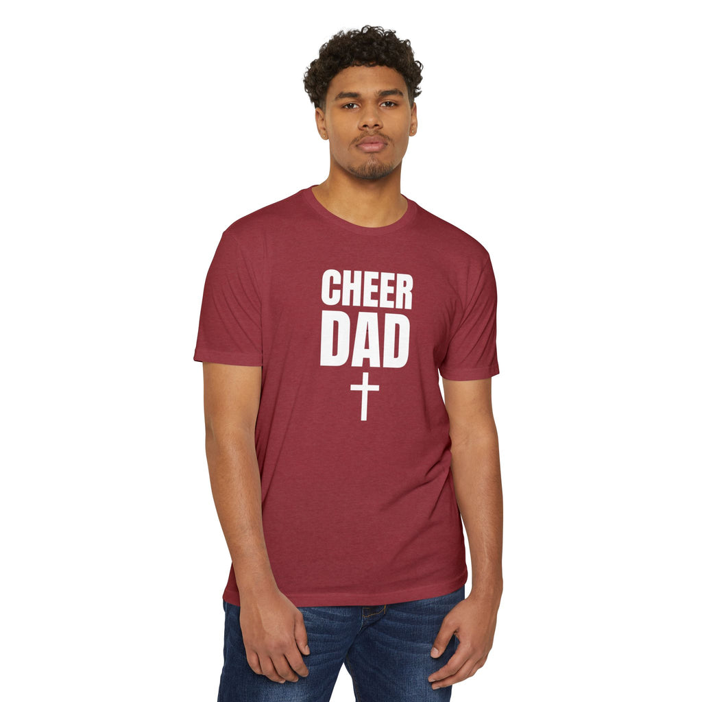Cheer Dad T-Shirt with Cross — Custom Name & Number Back