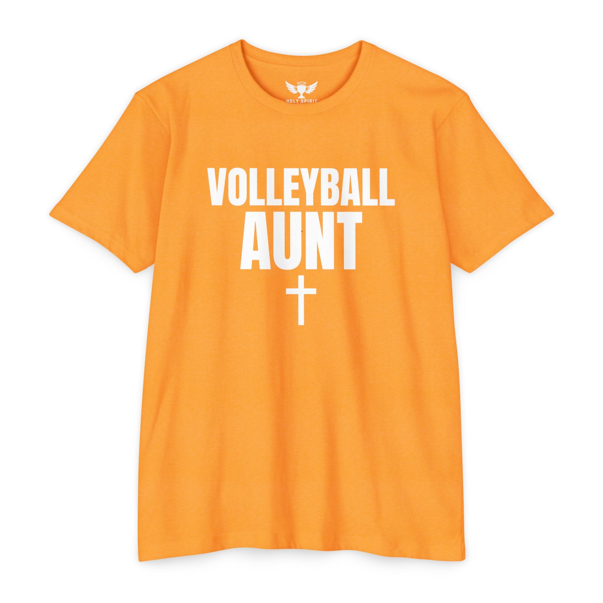 Volleyball Aunt T-Shirt — Custom Name & Number Jersey with Cross