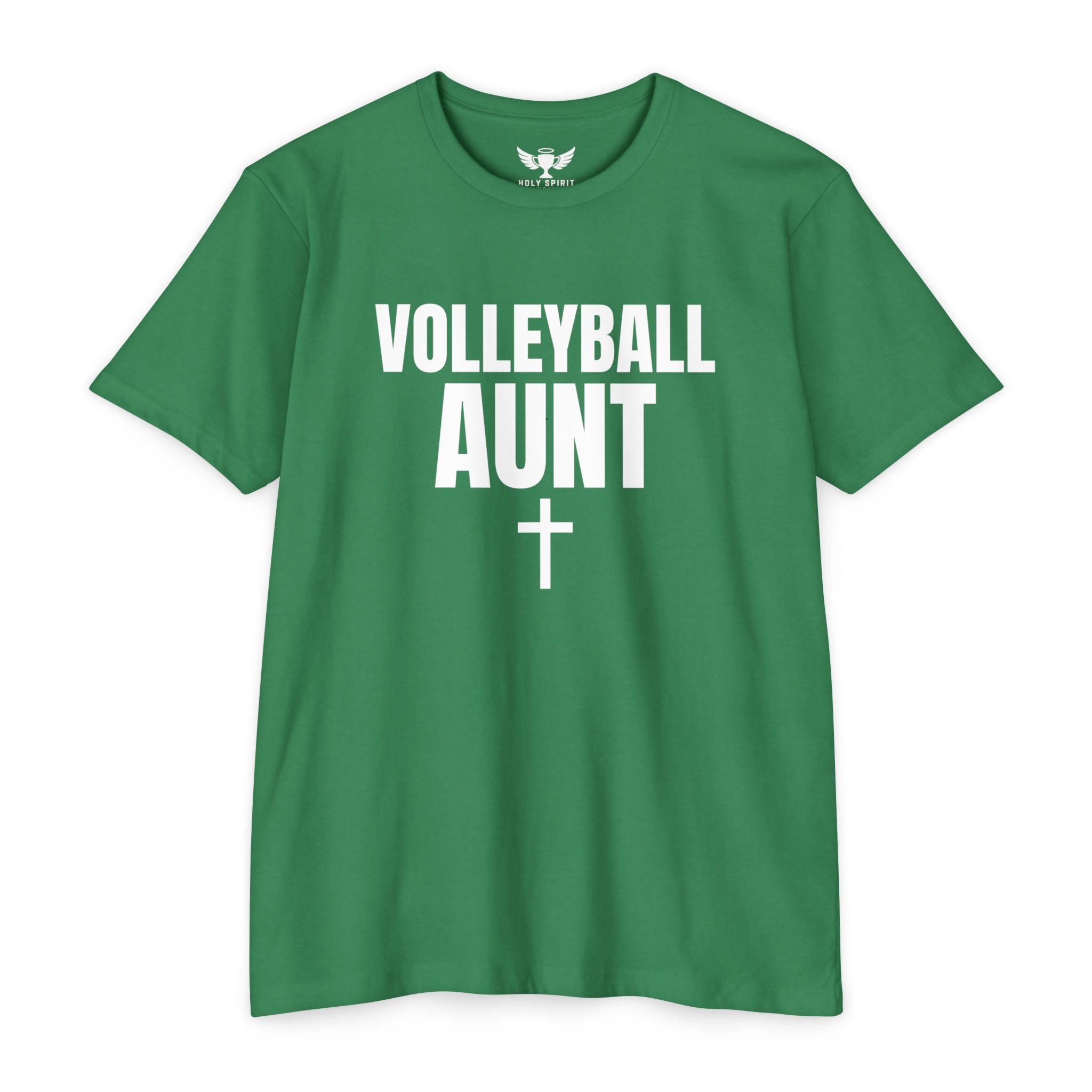 Volleyball Aunt T-Shirt — Custom Name & Number Jersey with Cross