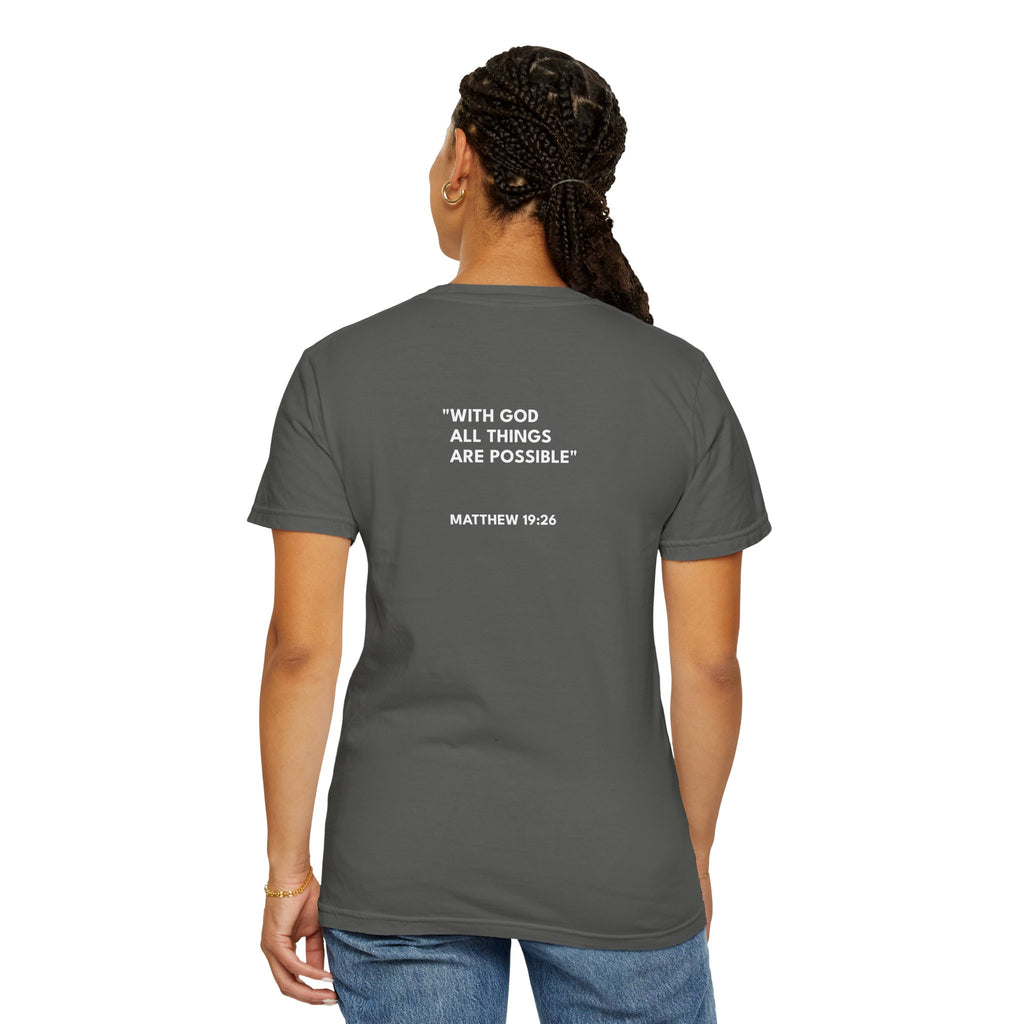 Matthew 19:26 Text Logo - Unisex Casual T-Shirt