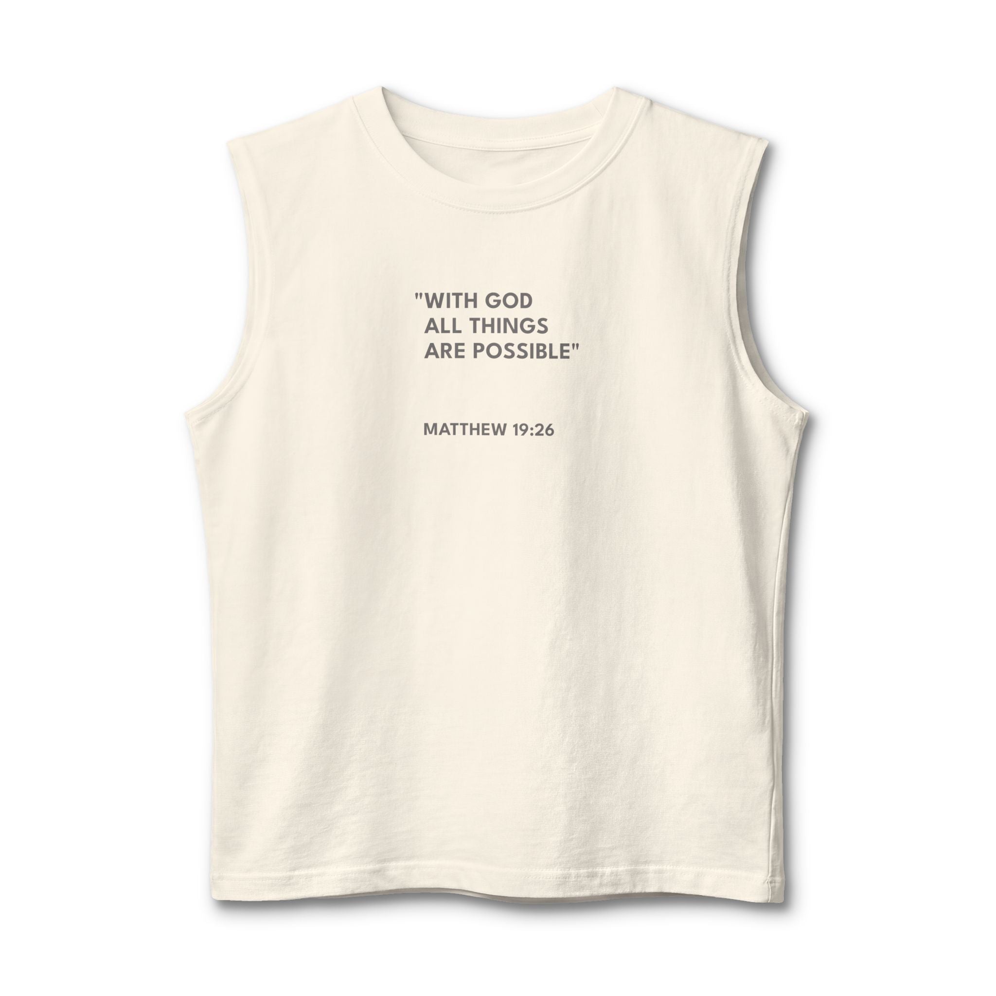 Unisex Muscle Tank Matthew 19:26 Text Logo