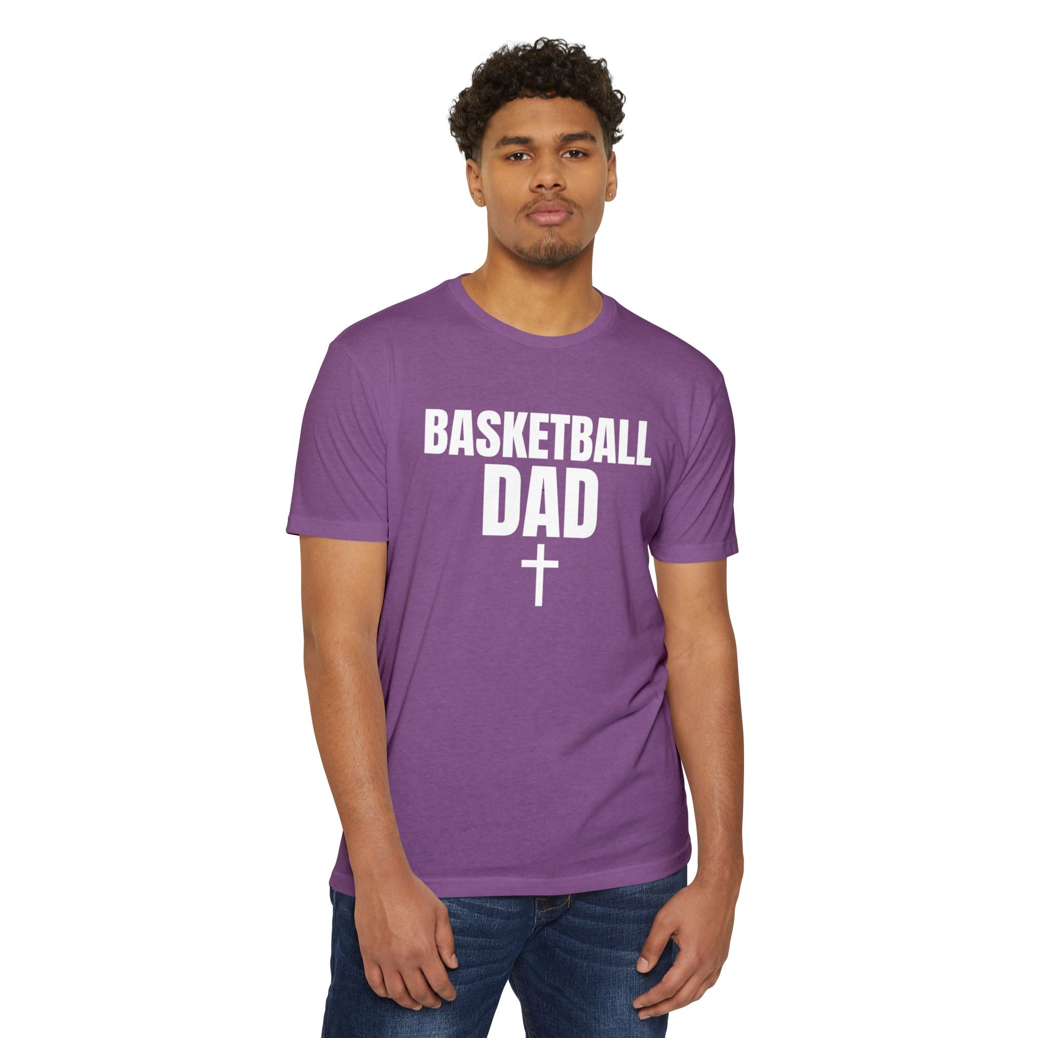 Basketball Dad T-Shirt with Cross — Custom Name & Number