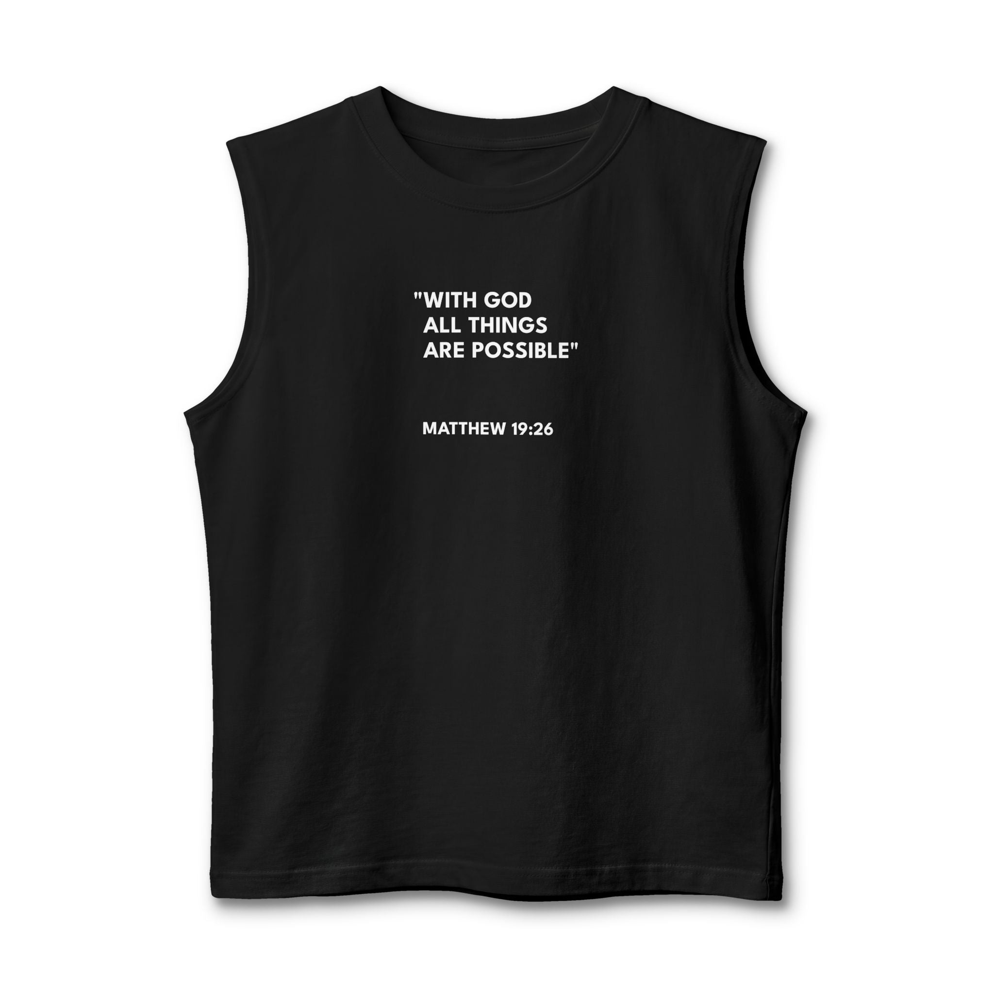 Unisex Muscle Tank Matthew 19:26 Text Logo