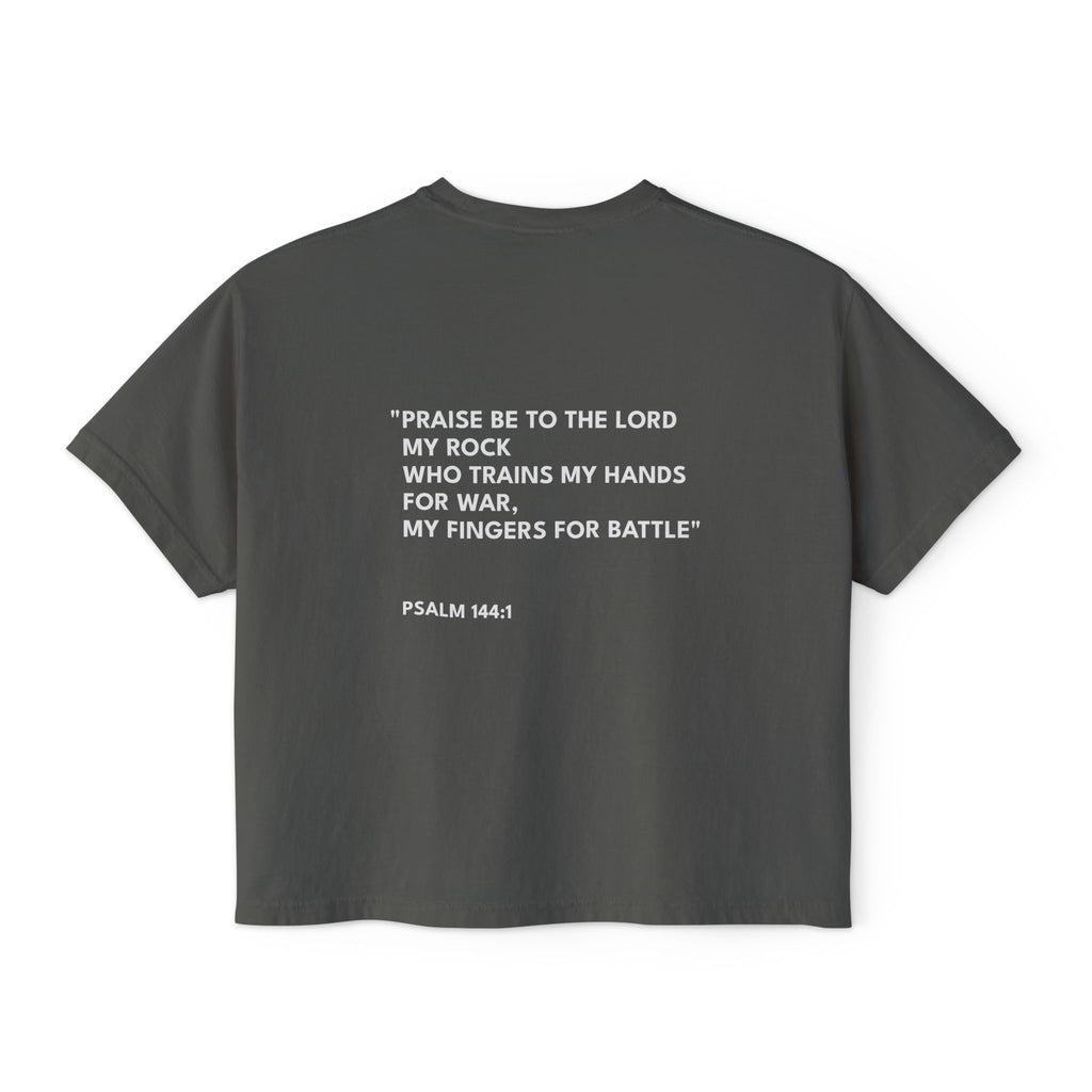 Psalm 144:1 Women's Boxy Tee/Text Logo