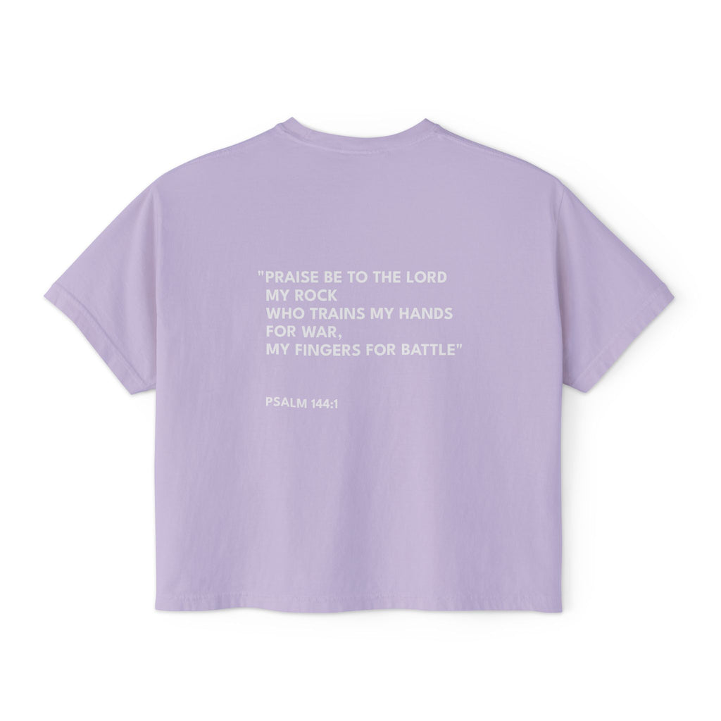 Psalm 144:1 Women's Boxy Tee/Text Logo
