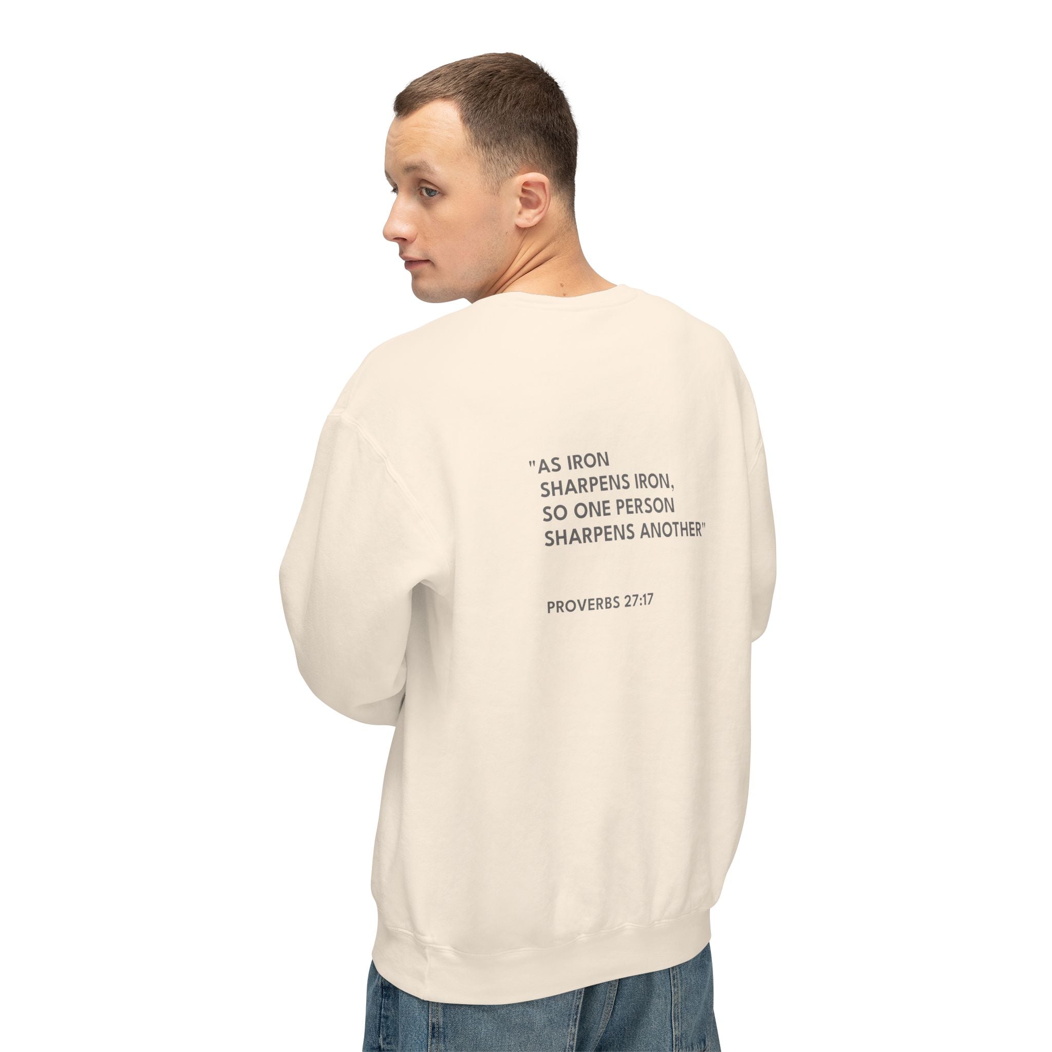 Proverbs 27:17 Text Logo Crewneck Sweatshirt