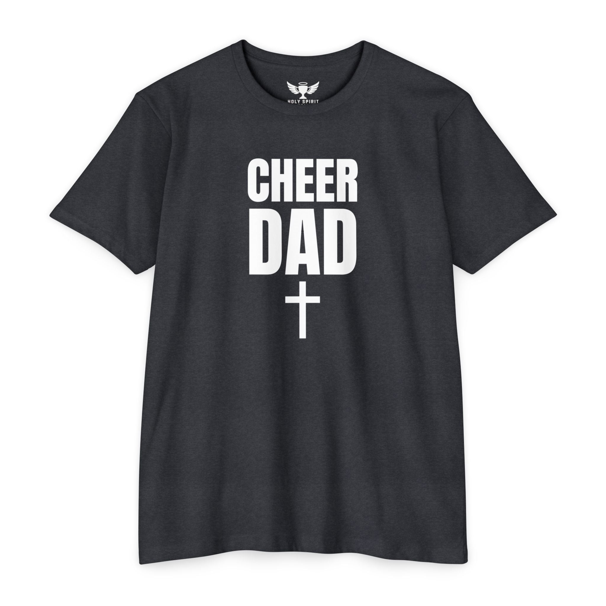 Cheer Dad T-Shirt with Cross — Custom Name & Number Back