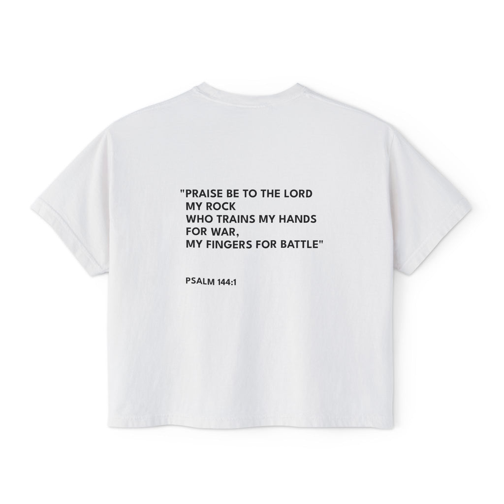 Psalm 144:1 Women's Boxy Tee/Text Logo
