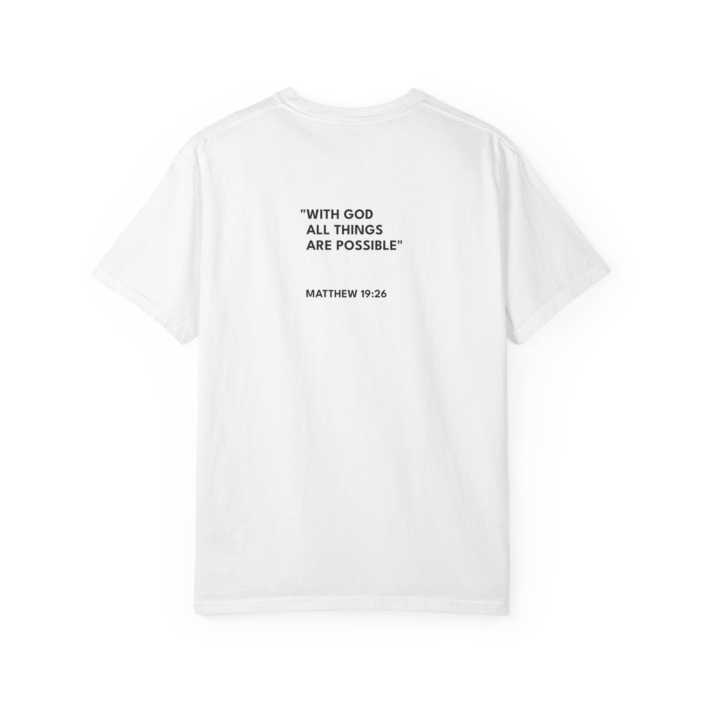 Matthew 19:26 Text Logo - Unisex Casual T-Shirt