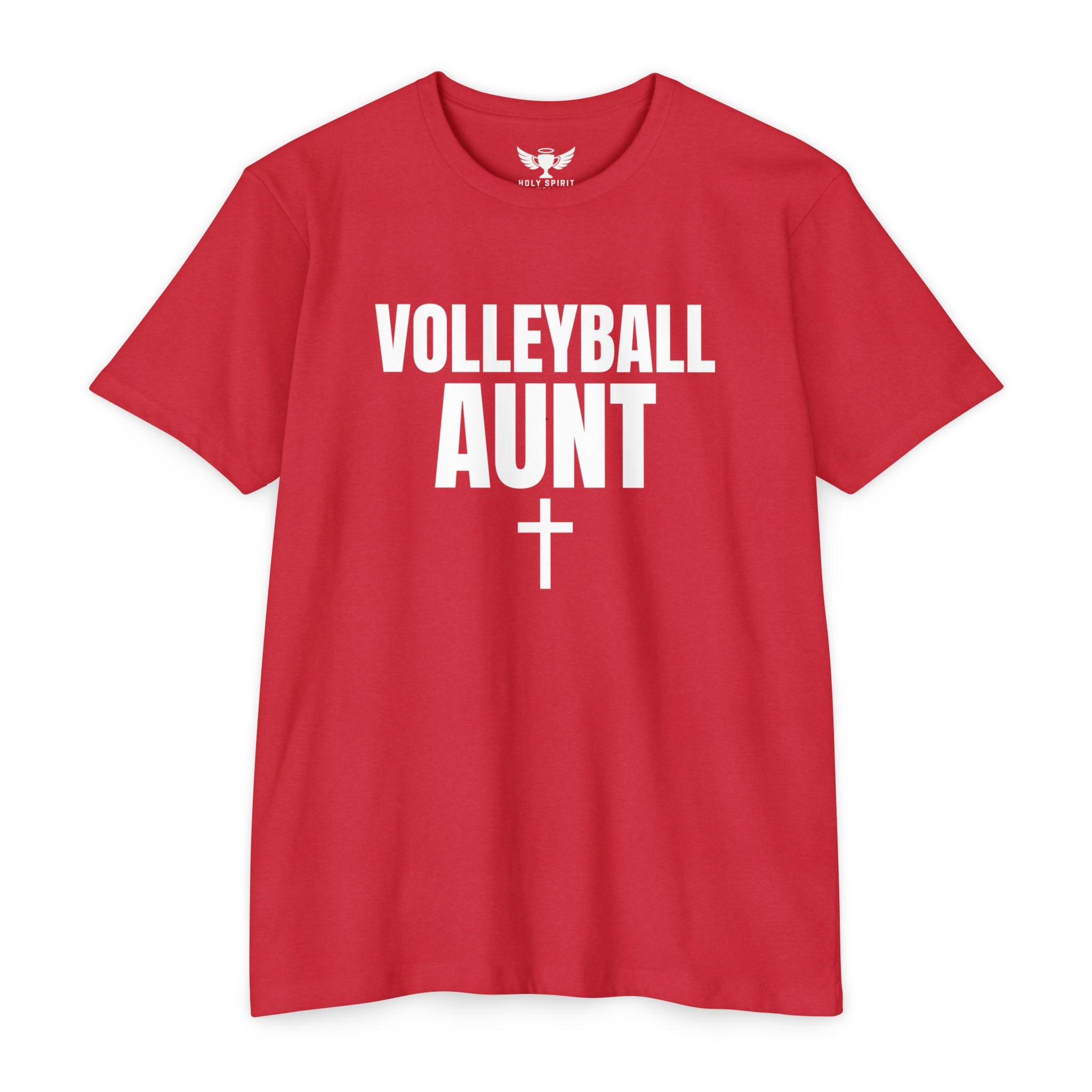 Volleyball Aunt T-Shirt — Custom Name & Number Jersey with Cross