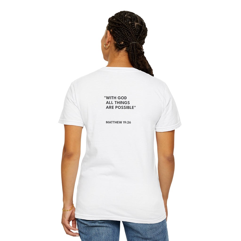 Matthew 19:26 Text Logo - Unisex Casual T-Shirt