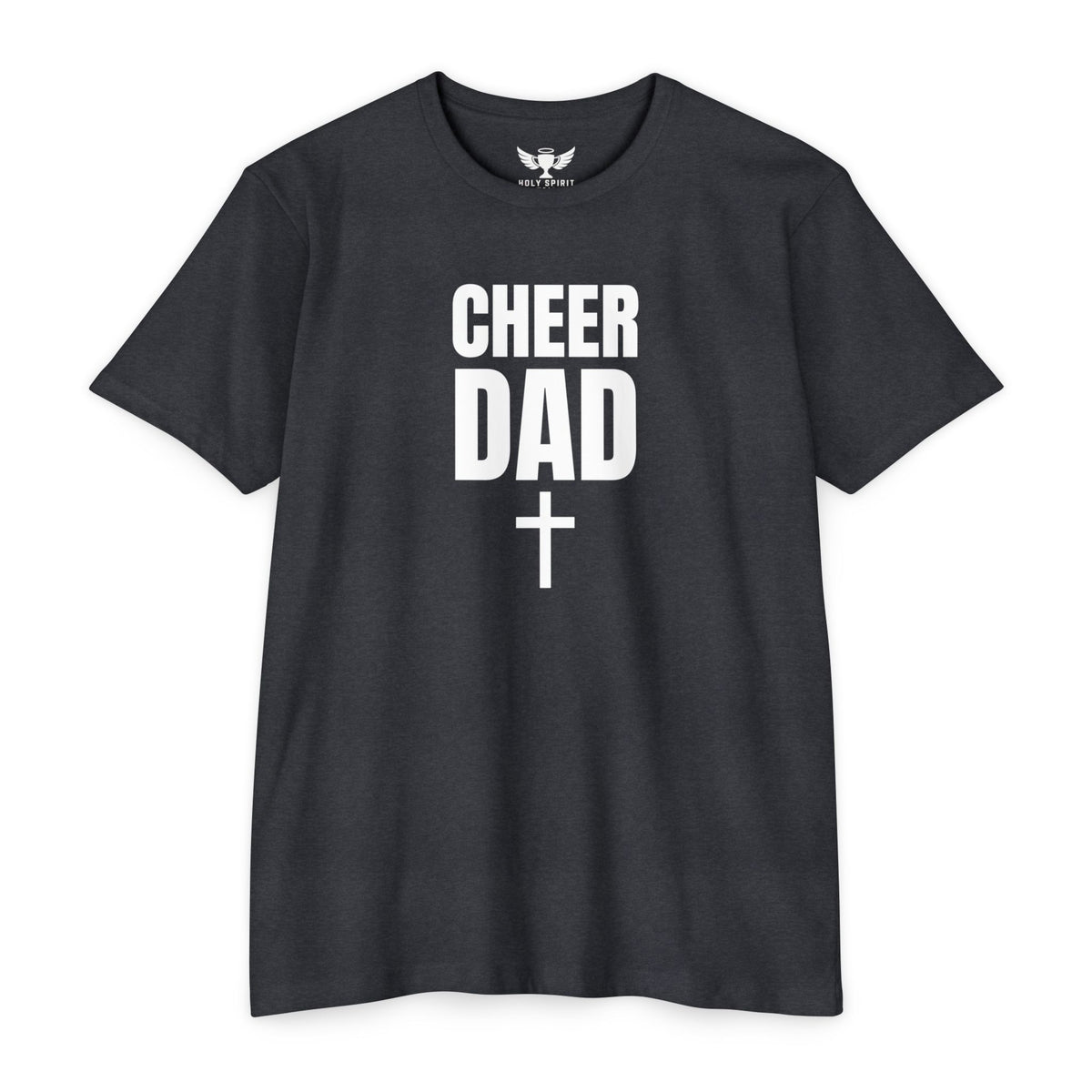 Cheer Dad T-Shirt with Cross — Custom Name & Number Back