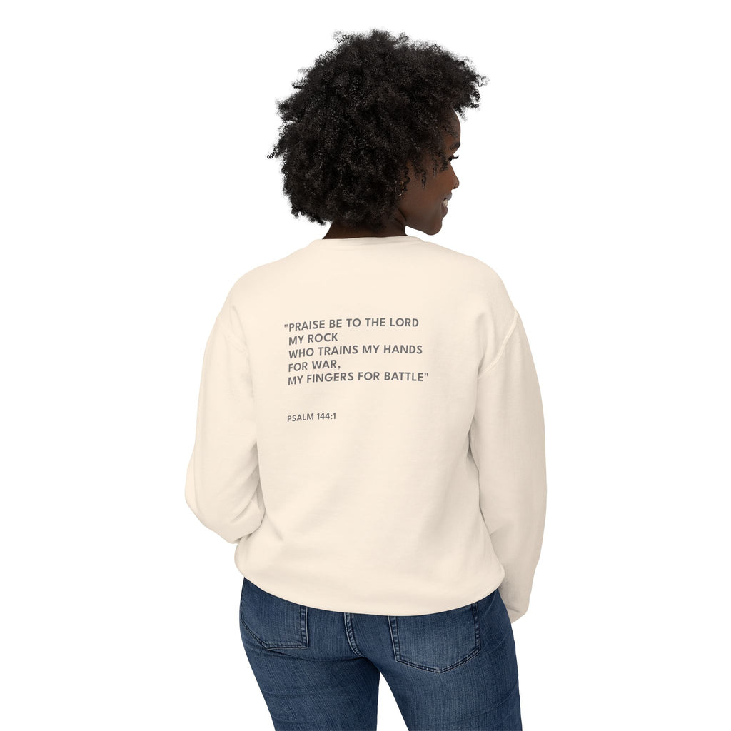 Psalm 144:1 Text Logo Crewneck Sweatshirt