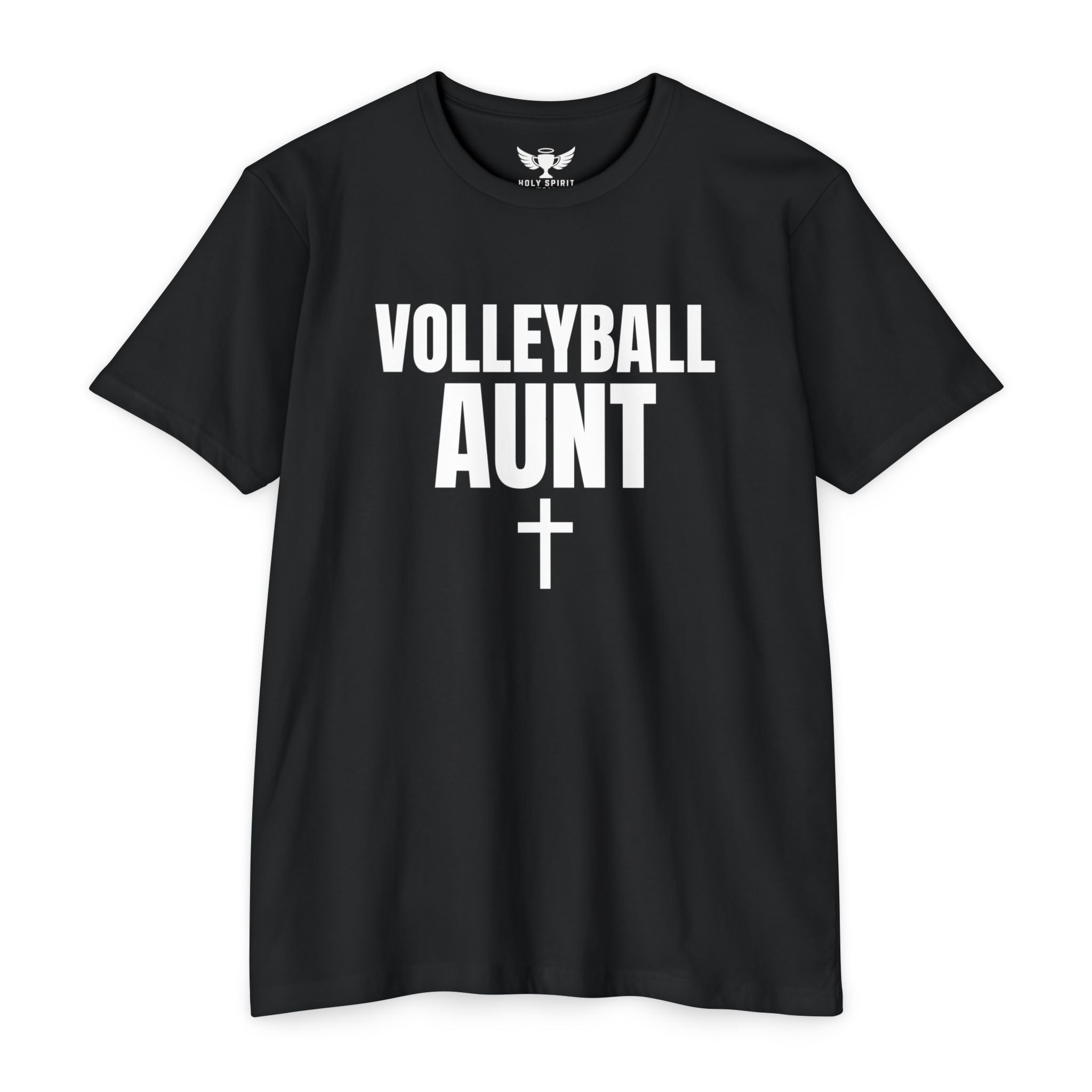 Volleyball Aunt T-Shirt — Custom Name & Number Jersey with Cross