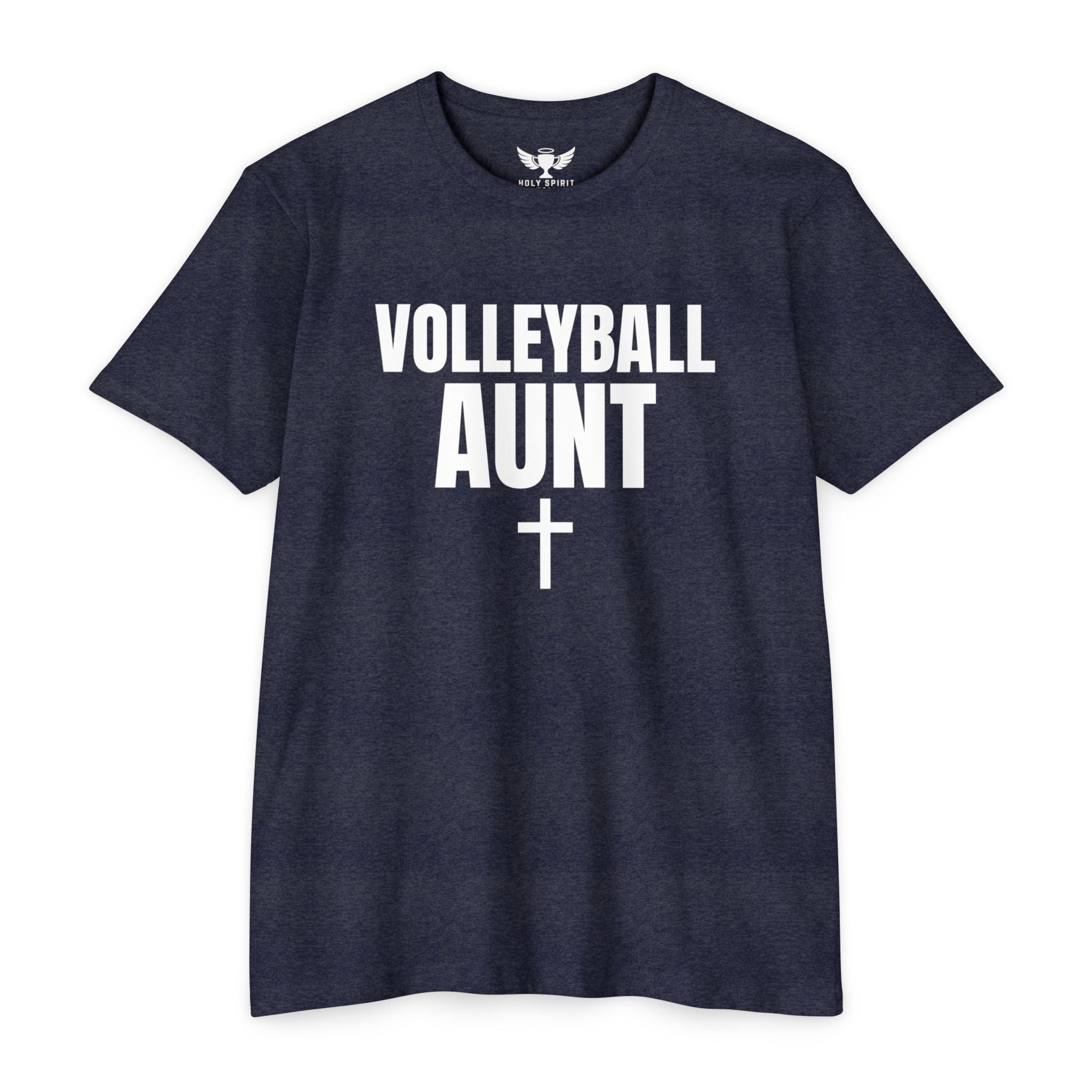 Volleyball Aunt T-Shirt — Custom Name & Number Jersey with Cross