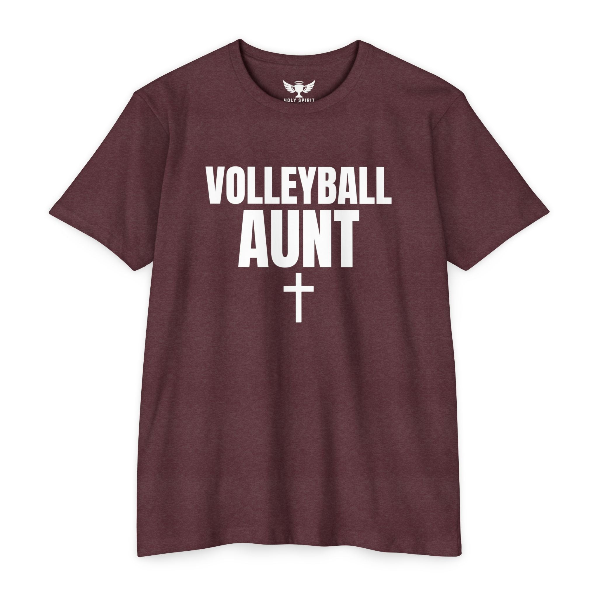 Volleyball Aunt T-Shirt — Custom Name & Number Jersey with Cross