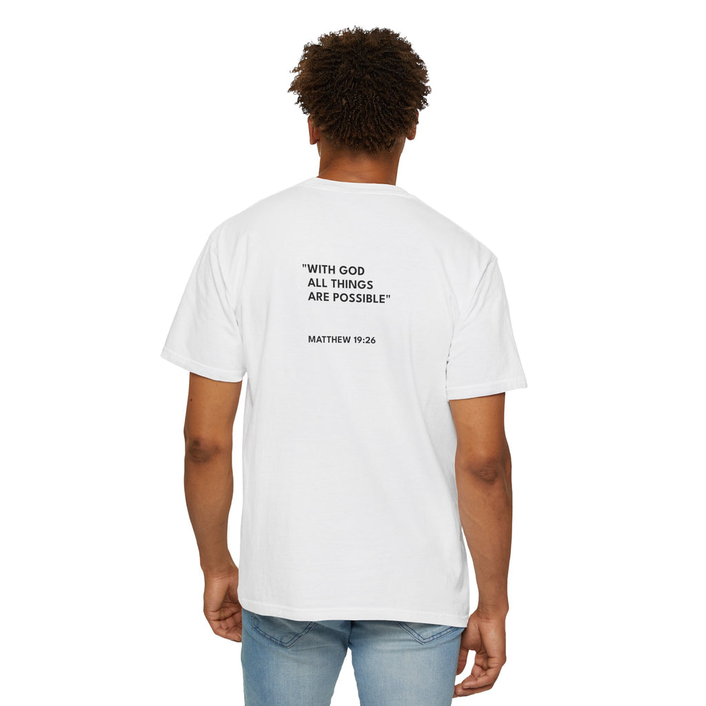 Matthew 19:26 Text Logo - Unisex Casual T-Shirt