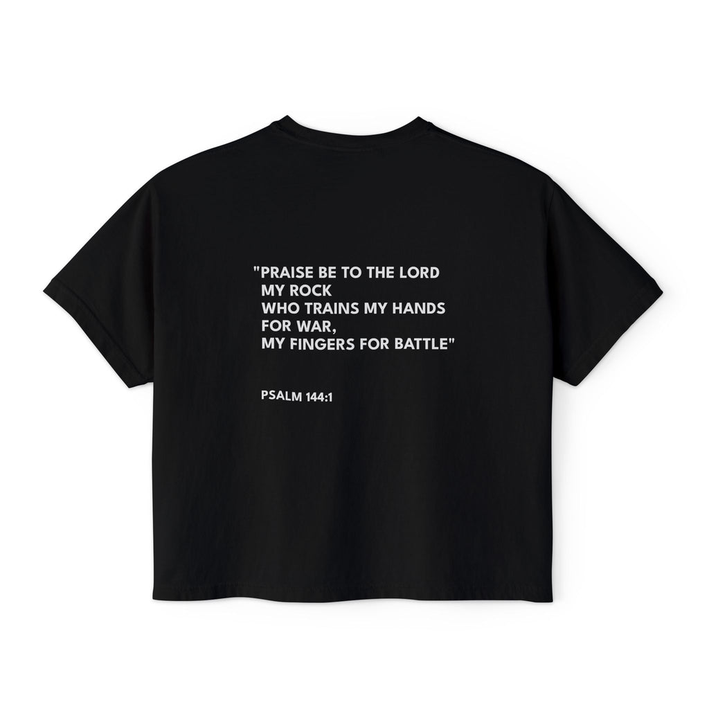 Psalm 144:1 Women's Boxy Tee/Text Logo