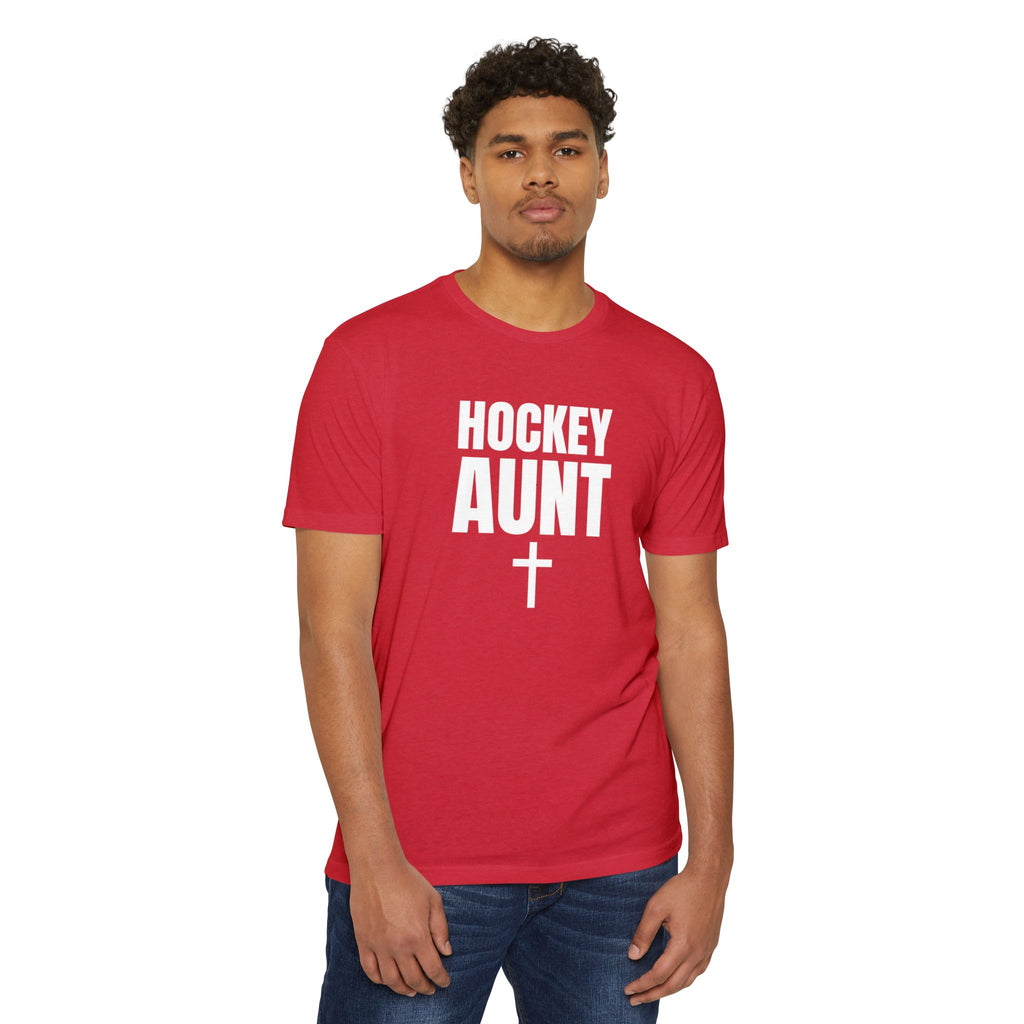 Hockey Aunt T-Shirt — Personalized Back Number Jersey with Cross