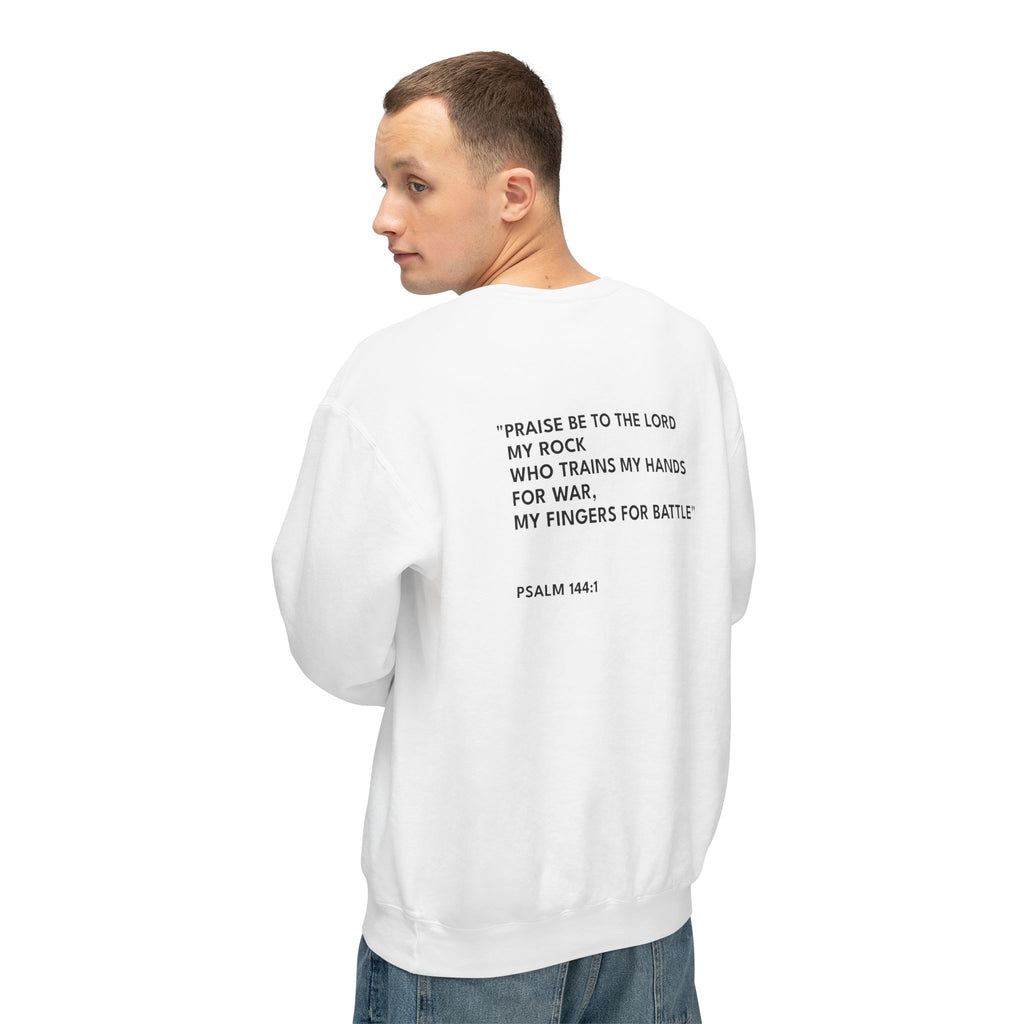 Psalm 144:1 Text Logo Crewneck Sweatshirt