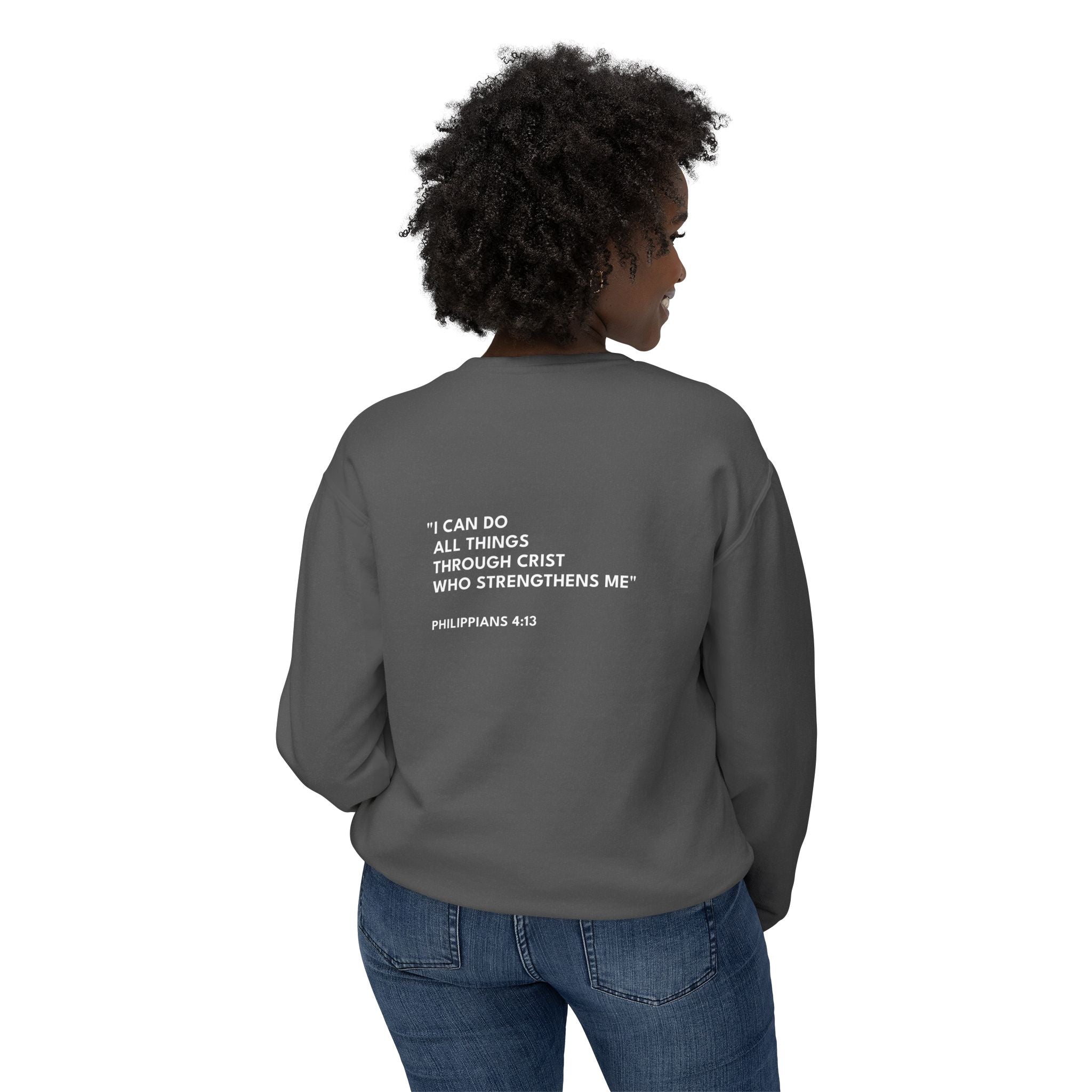 Philippians 4:13 Text Logo Crewneck Sweatshirt