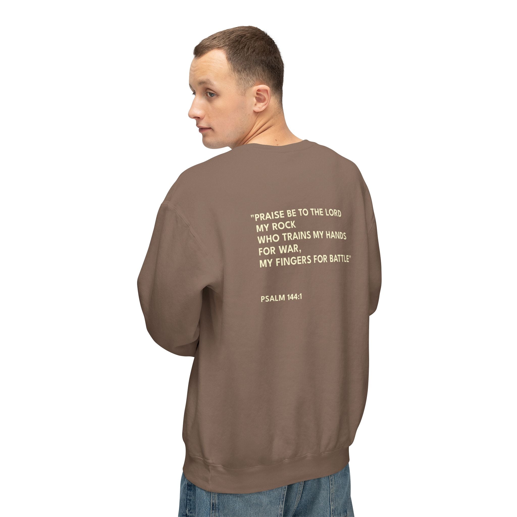Psalm 144:1 Text Logo Crewneck Sweatshirt