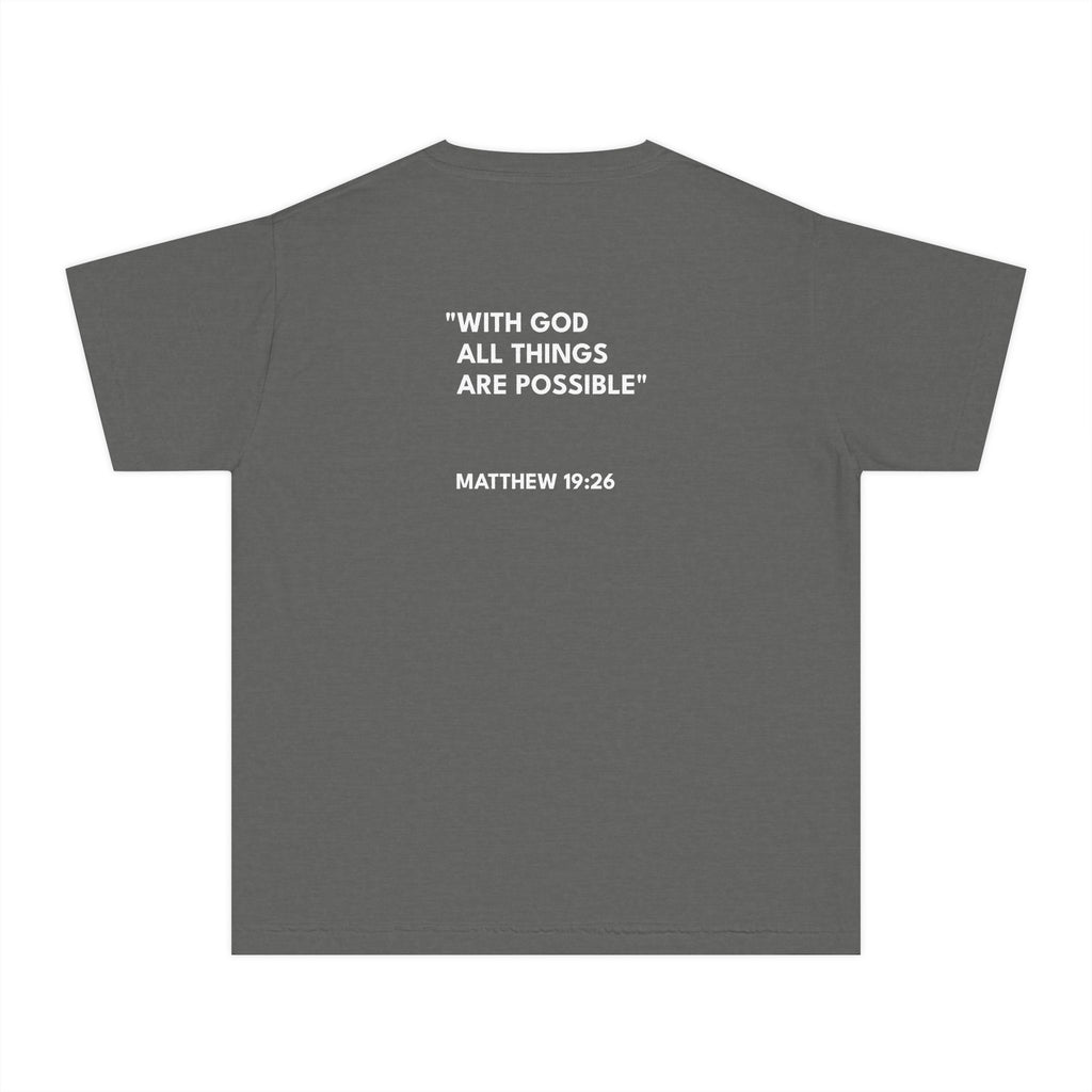 Matthew 19:26 Youth Tee/Text Logo