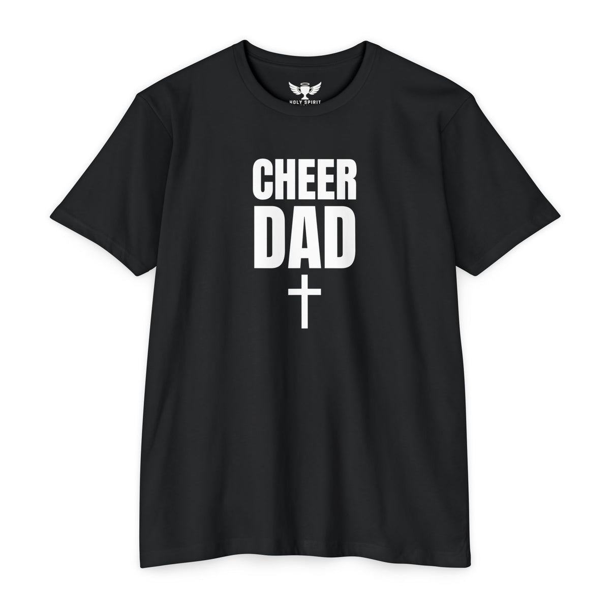 Cheer Dad T-Shirt with Cross — Custom Name & Number Back