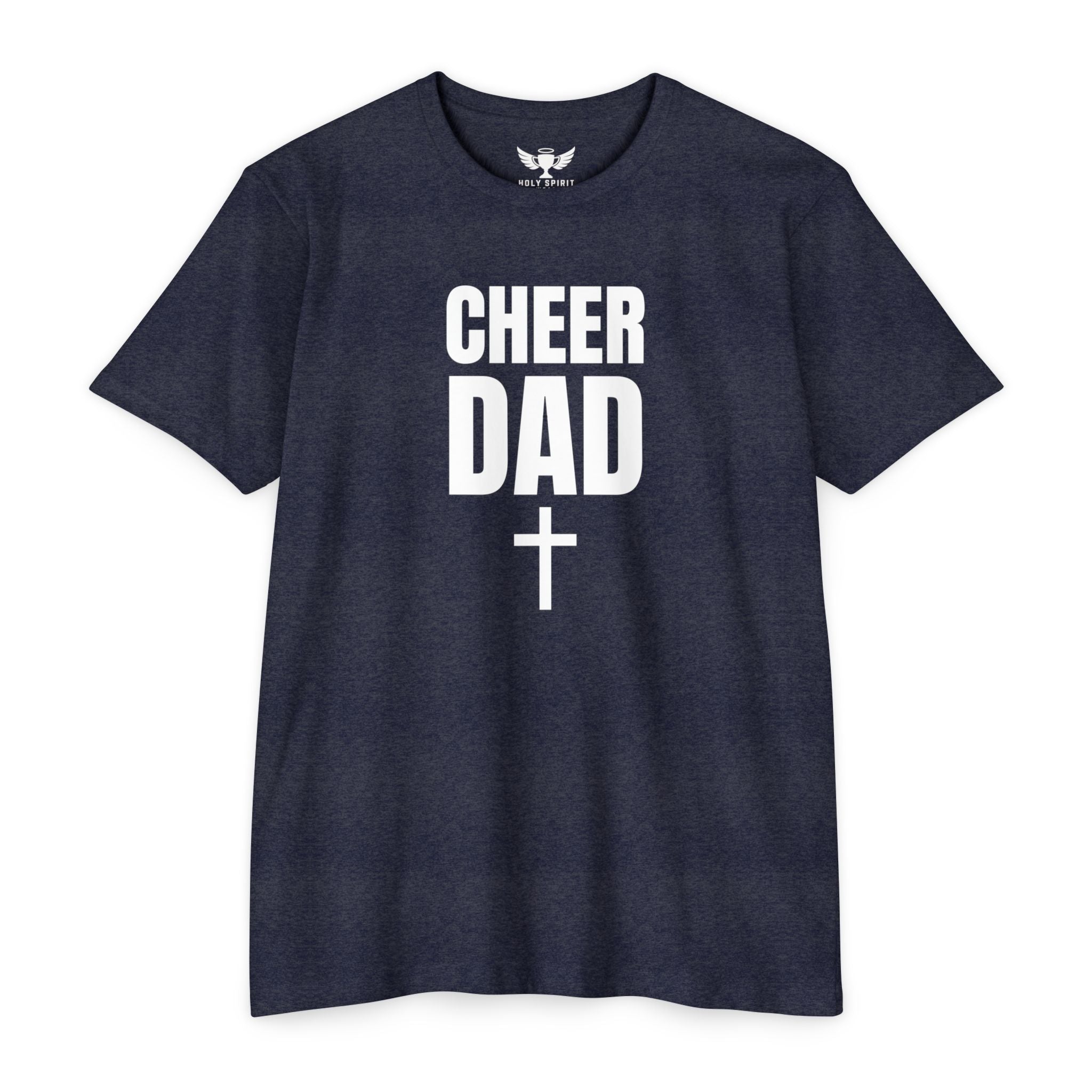 Cheer Dad T-Shirt with Cross — Custom Name & Number Back