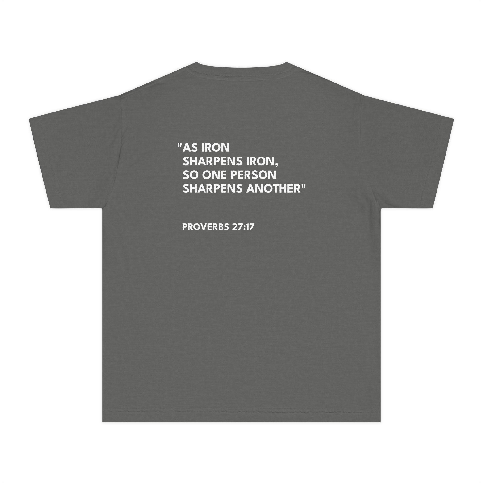 Proverbs 27:17 Youth Tee/Text Logo