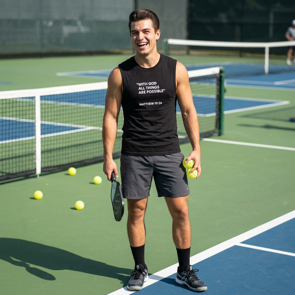 Unisex Muscle Tank Matthew 19:26 Text Logo