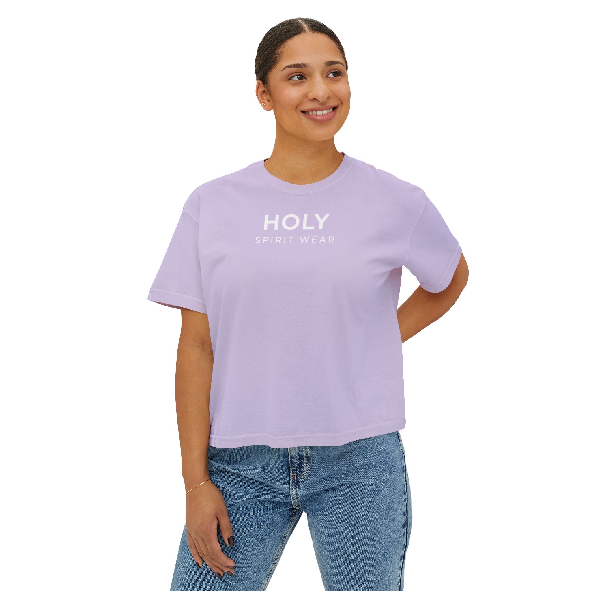 Matthew 19:26 Women's Boxy Tee/Text Logo