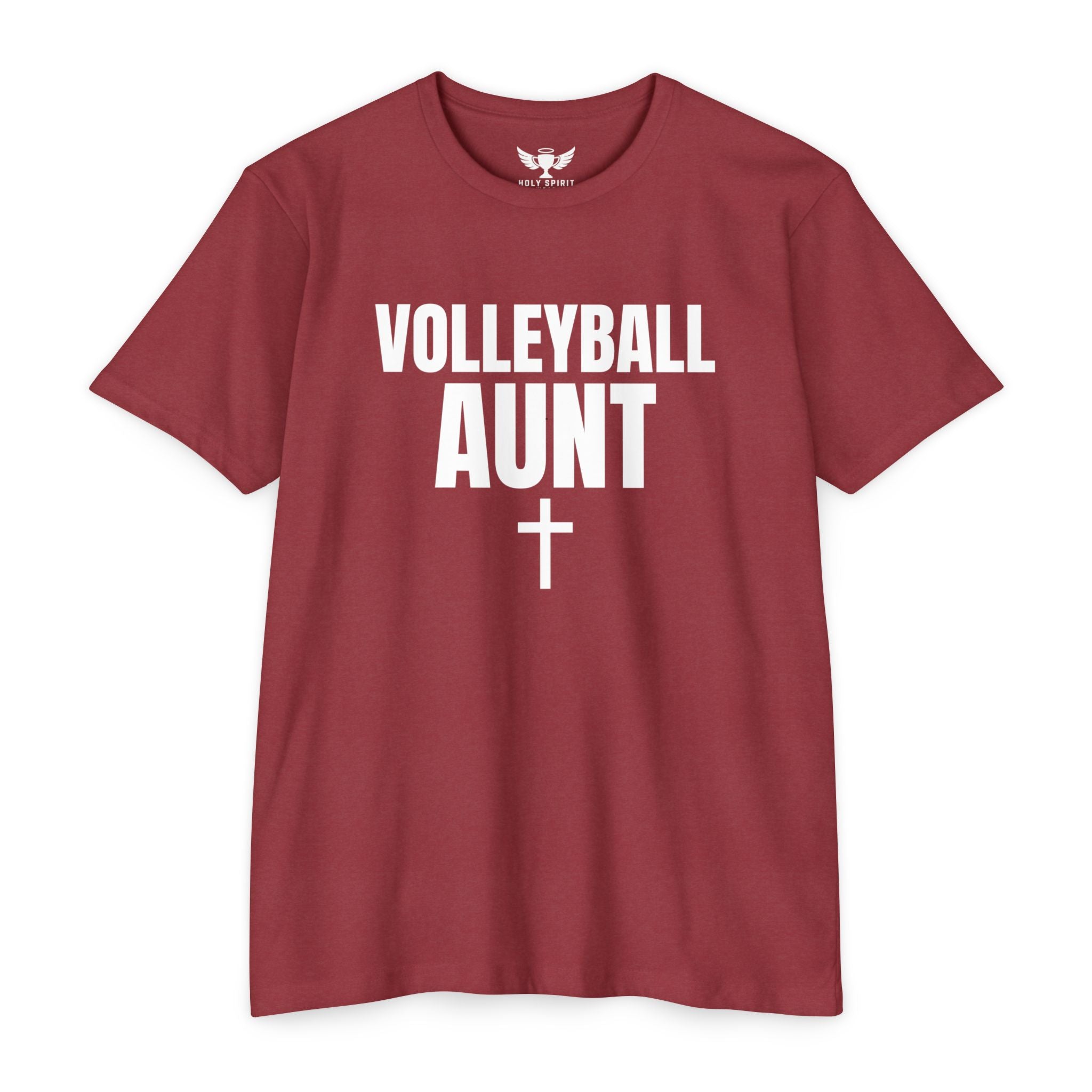 Volleyball Aunt T-Shirt — Custom Name & Number Jersey with Cross