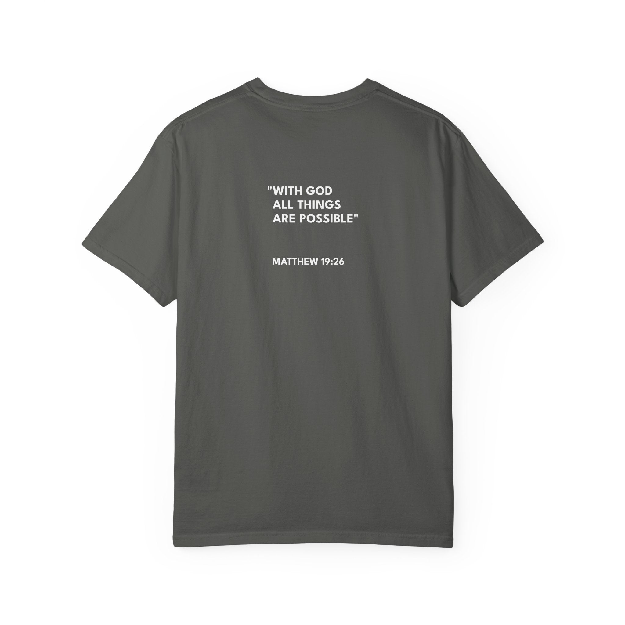 Matthew 19:26 Text Logo - Unisex Casual T-Shirt