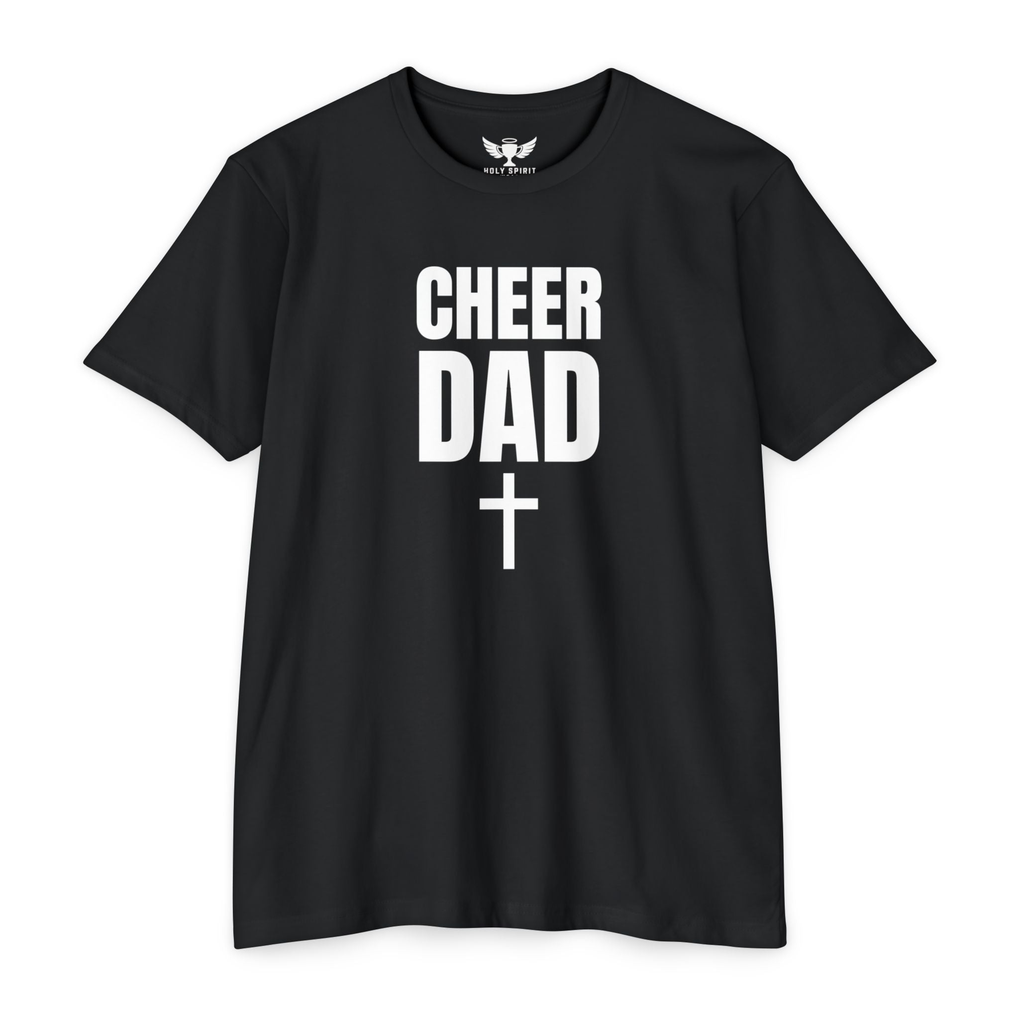 Cheer Dad T-Shirt with Cross — Custom Name & Number Back