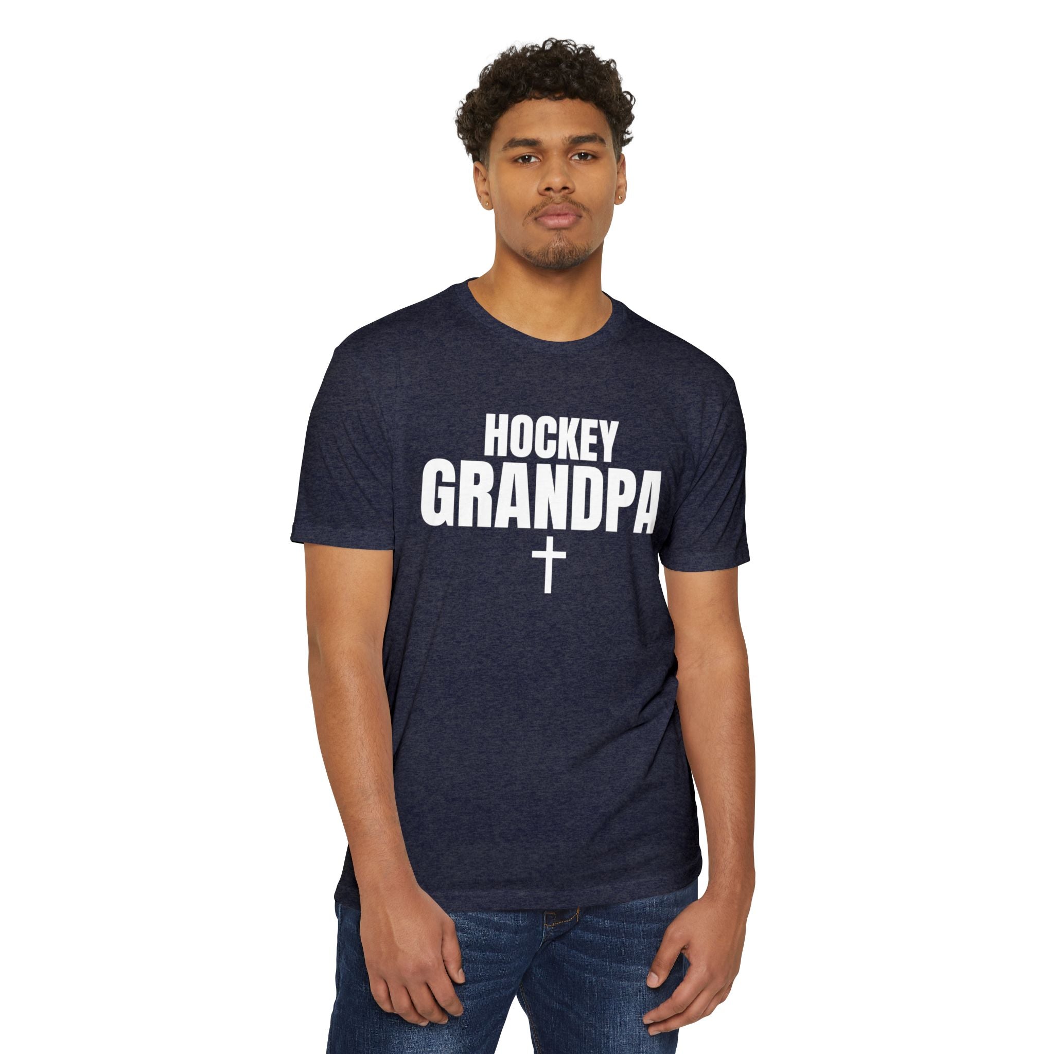 Hockey Grandpa T-Shirt — Custom Name & Number Sports Tee