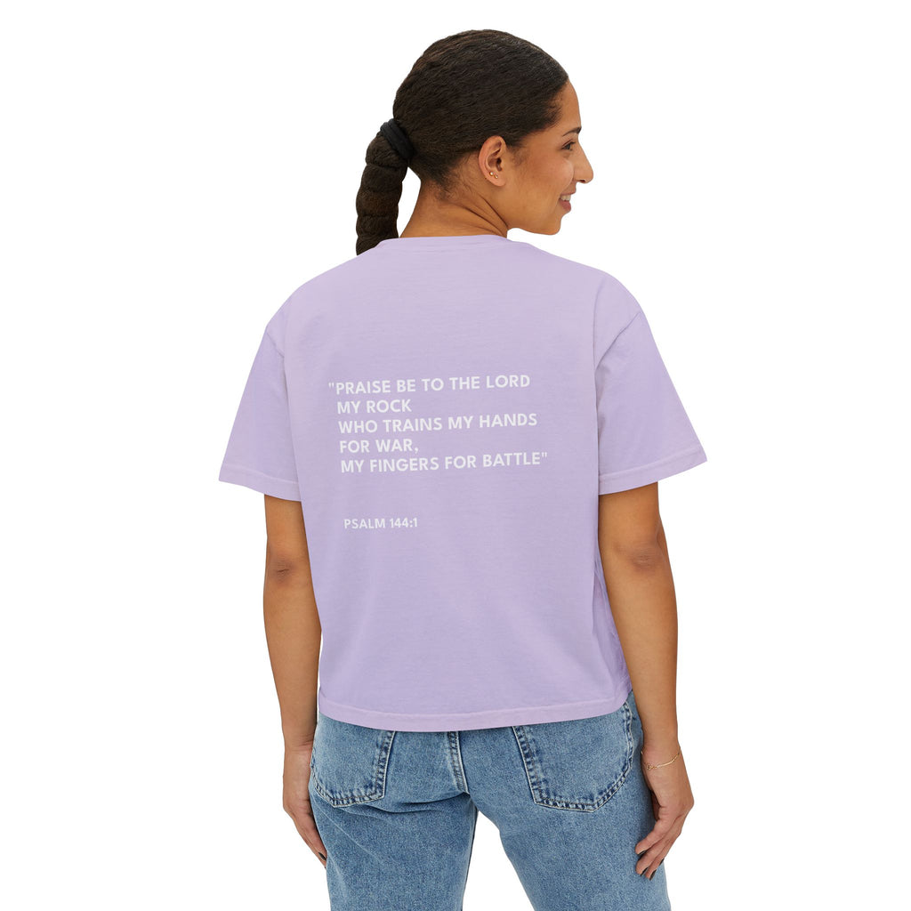 Psalm 144:1 Women's Boxy Tee/Text Logo