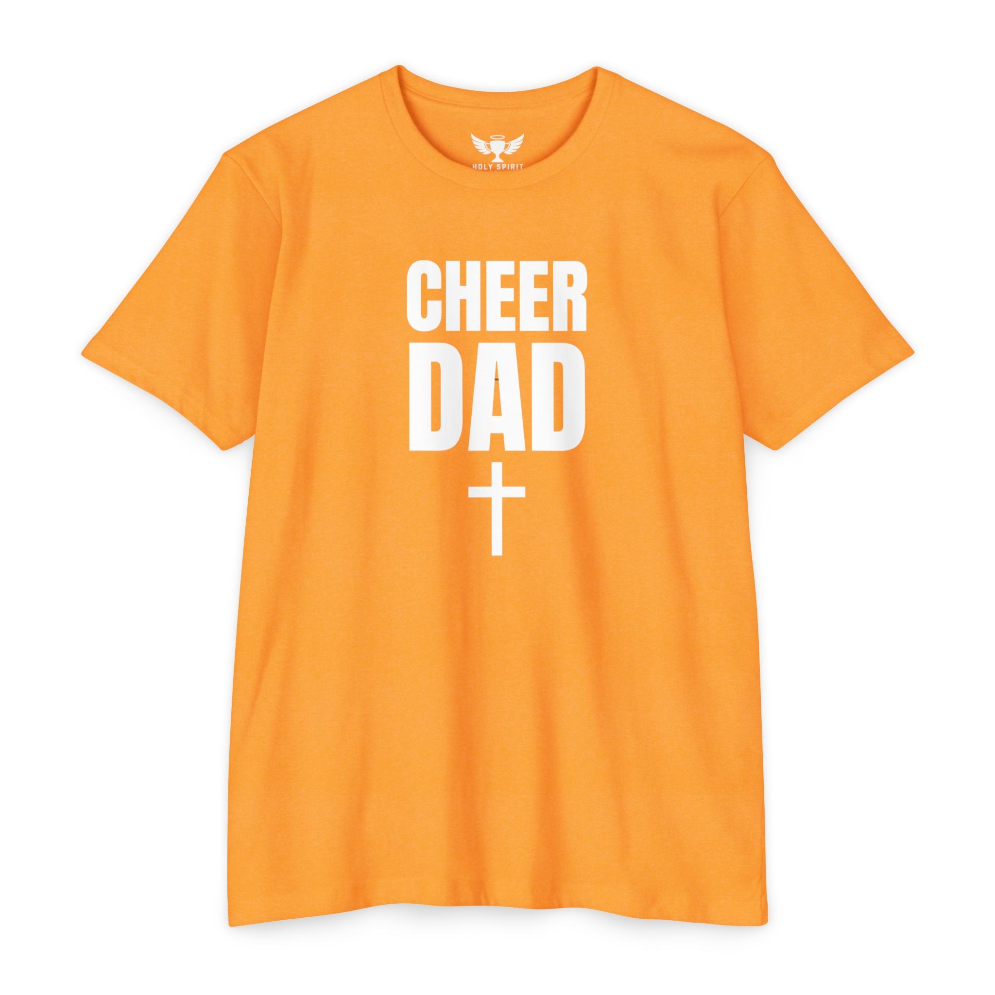 Cheer Dad T-Shirt with Cross — Custom Name & Number Back