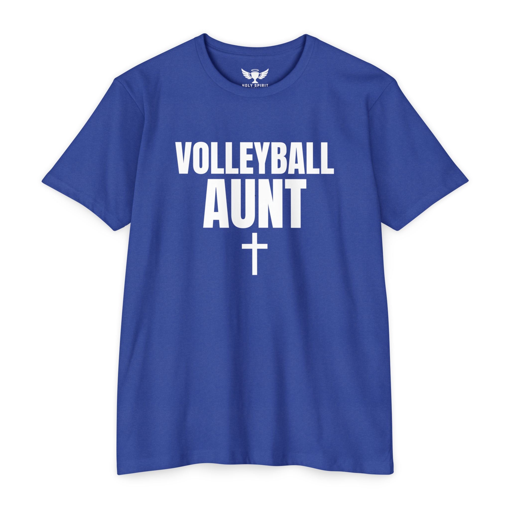Volleyball Aunt T-Shirt — Custom Name & Number Jersey with Cross