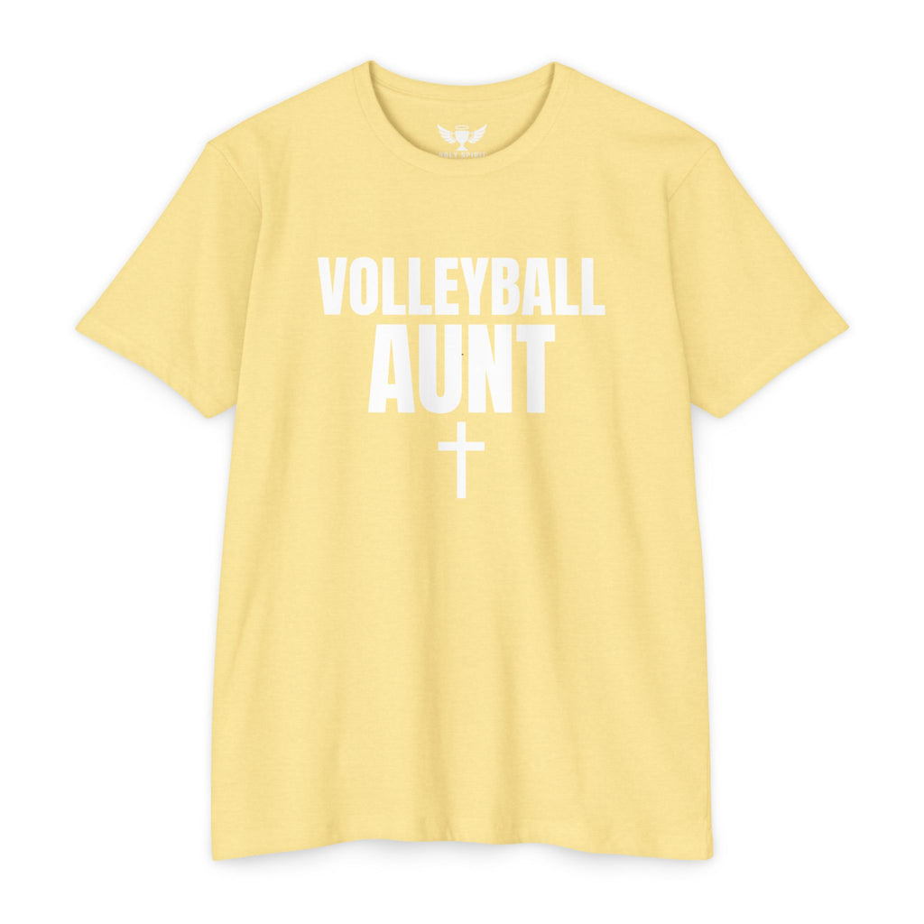 Volleyball Aunt T-Shirt — Custom Name & Number Jersey with Cross