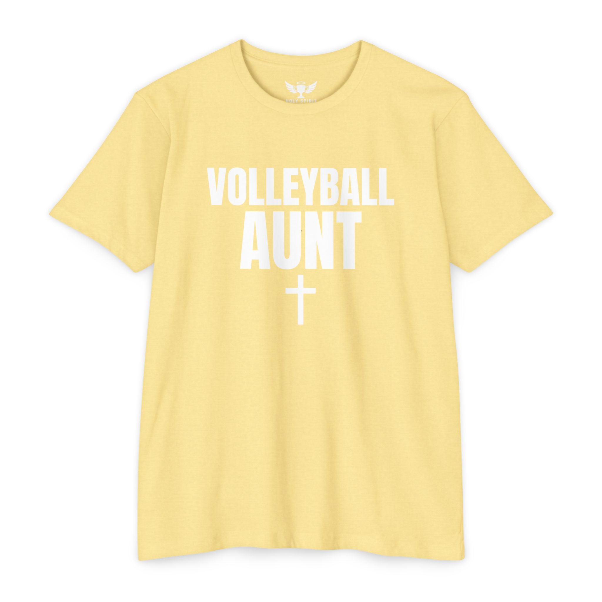 Volleyball Aunt T-Shirt — Custom Name & Number Jersey with Cross