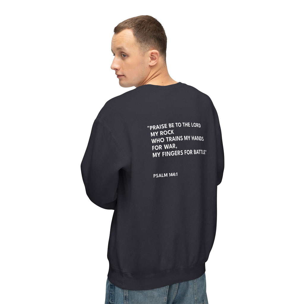 Psalm 144:1 Text Logo Crewneck Sweatshirt