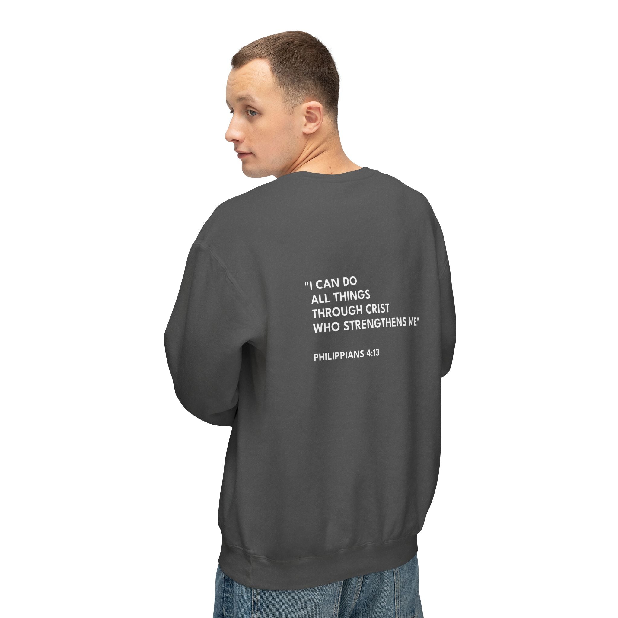 Philippians 4:13 Text Logo Crewneck Sweatshirt