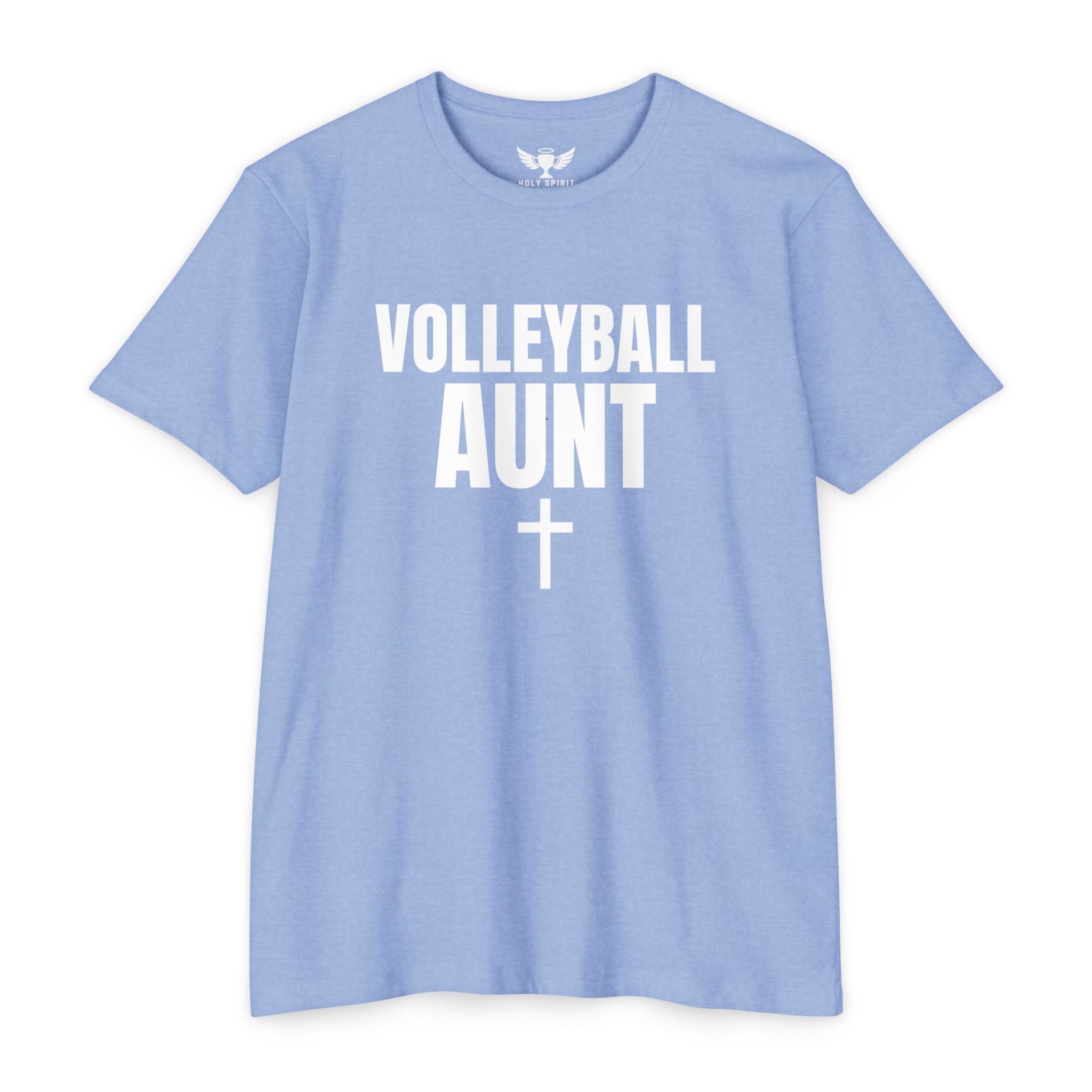 Volleyball Aunt T-Shirt — Custom Name & Number Jersey with Cross