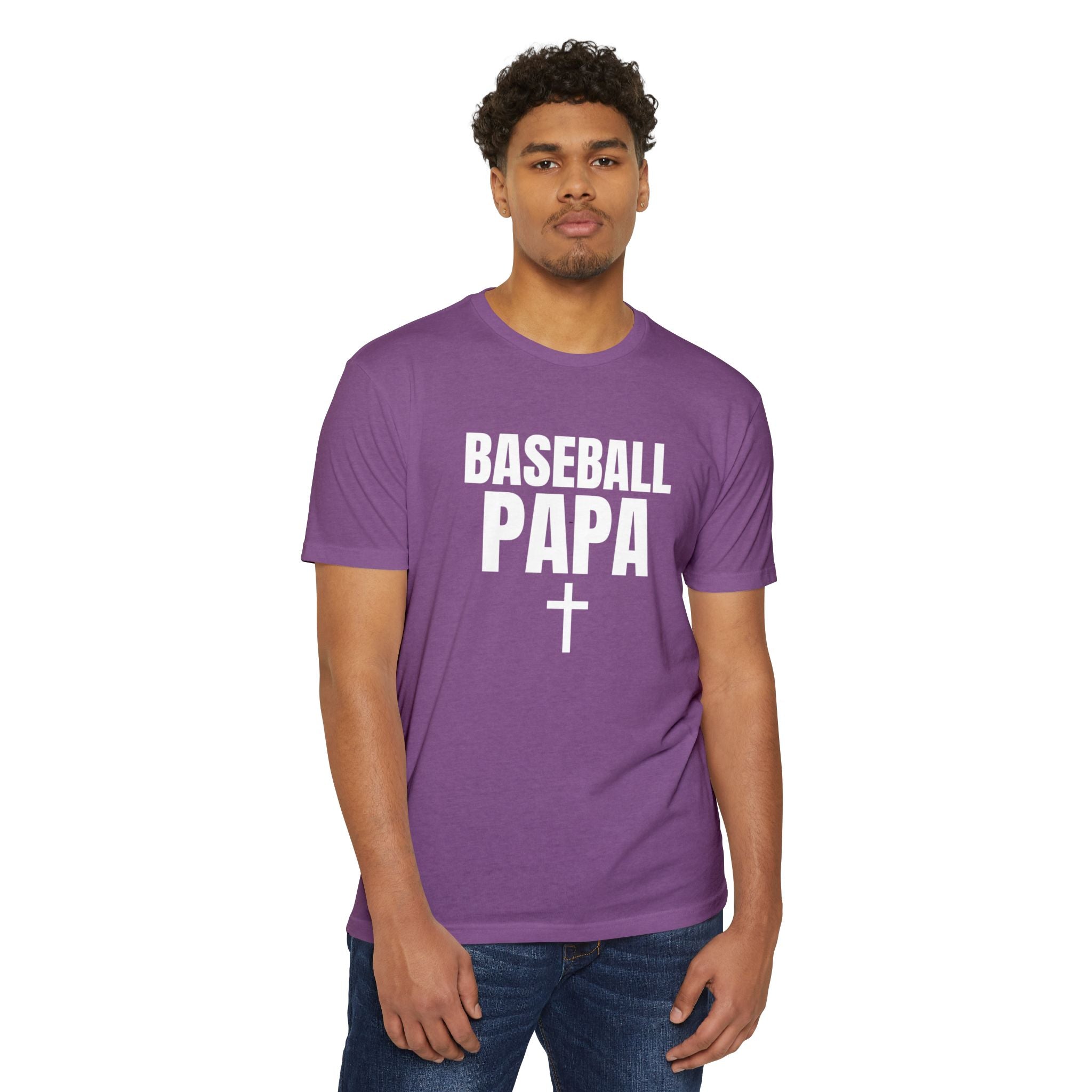 Baseball Papa T-Shirt — Custom Back Name & Number