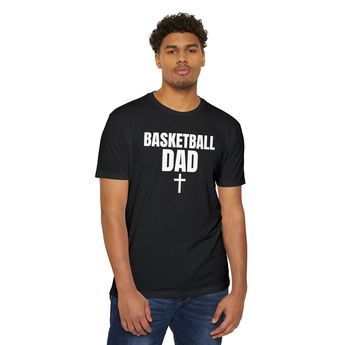 Basketball Dad T-Shirt with Cross — Custom Name & Number
