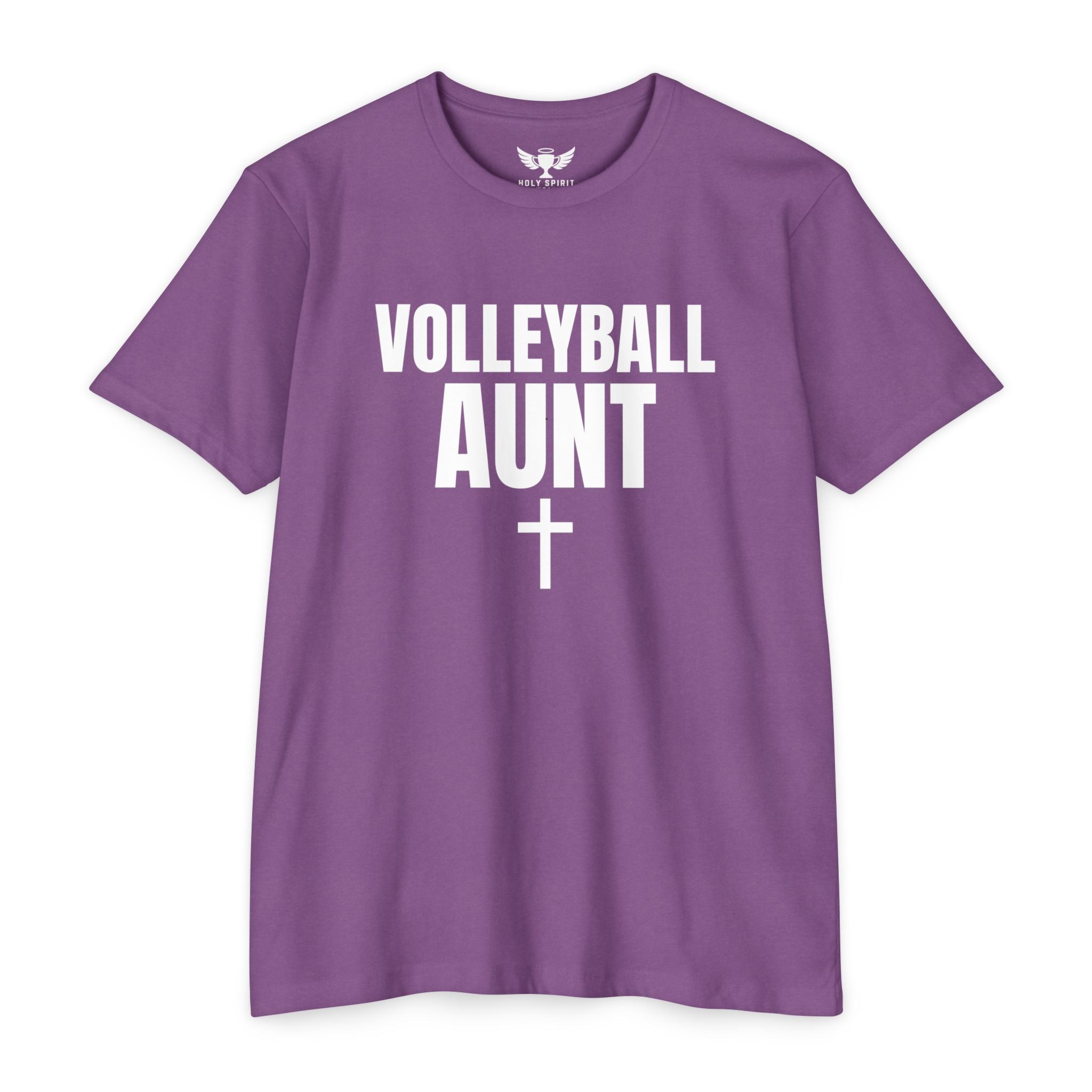 Volleyball Aunt T-Shirt — Custom Name & Number Jersey with Cross