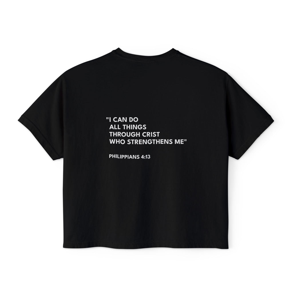 Philippians 4:13 Women's Boxy Tee/Text Logo